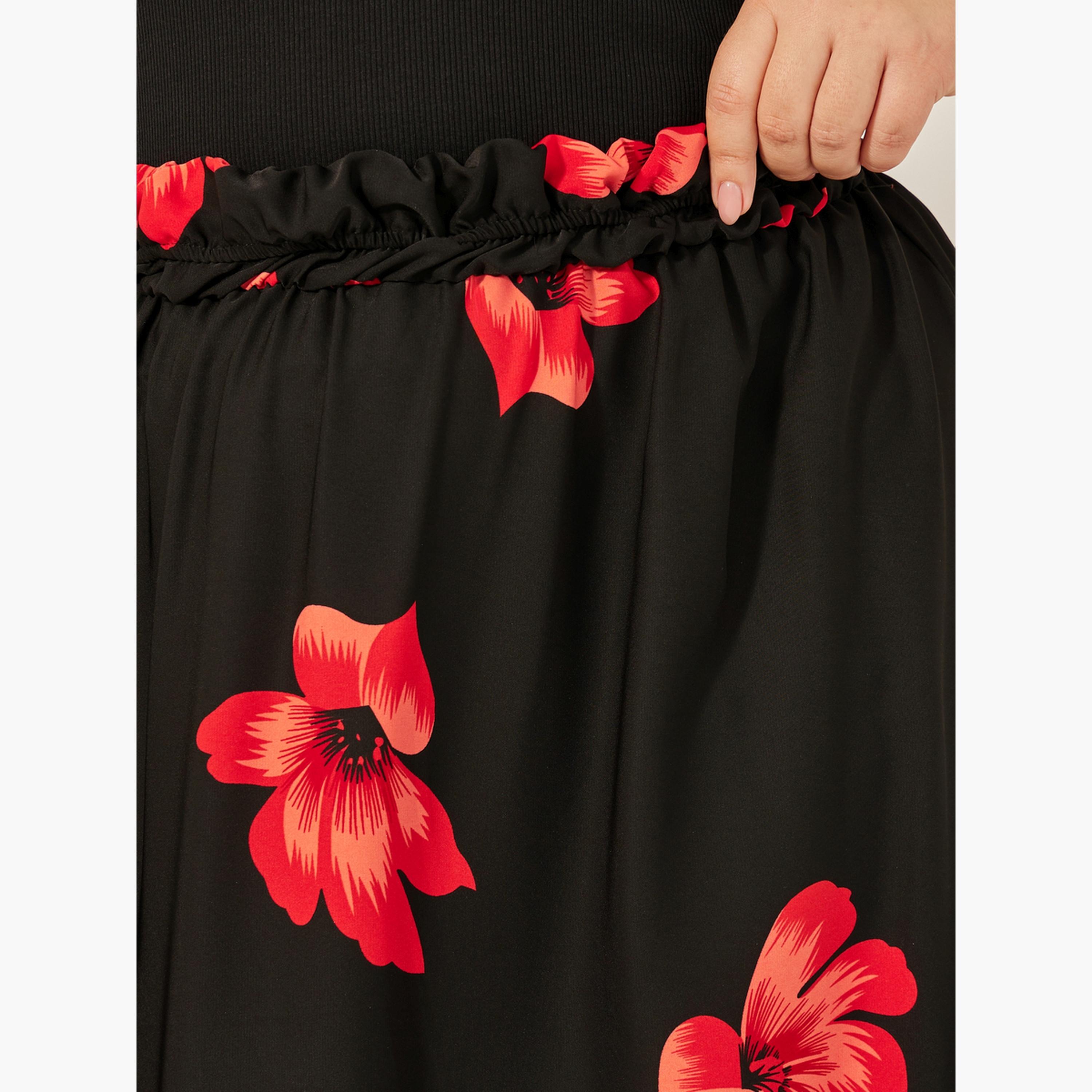Styli Plus Size Floral Print A-Line Maxi Skirt-women-clothing-bottoms-skirts-image-4