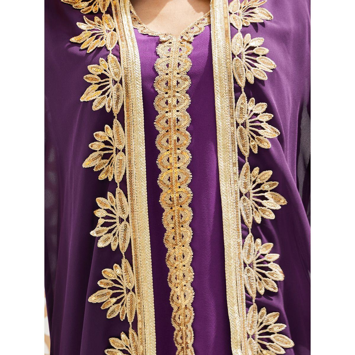 Styli Lace Trim Collared Abaya and Inner Dress Set-women-arabicclothing-abayas-image-4