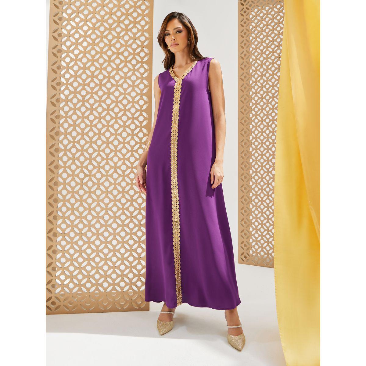 Styli Lace Trim Collared Abaya and Inner Dress Set-women-arabicclothing-abayas-image-5