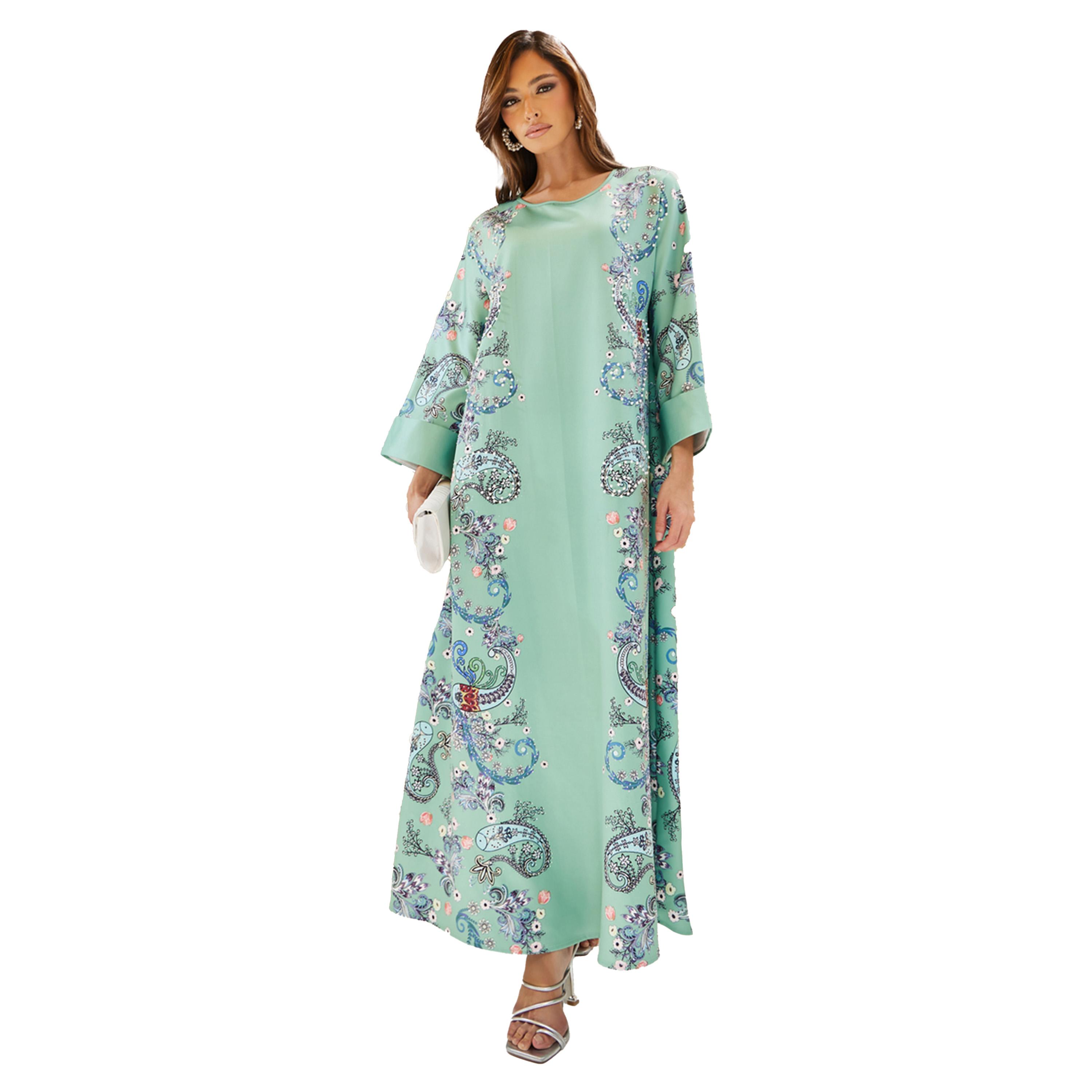 أميرة x ستايلي جلابية بطبعة بيزلي وحافة واسعة-women-arabicclothing-jalabiyas-image-1