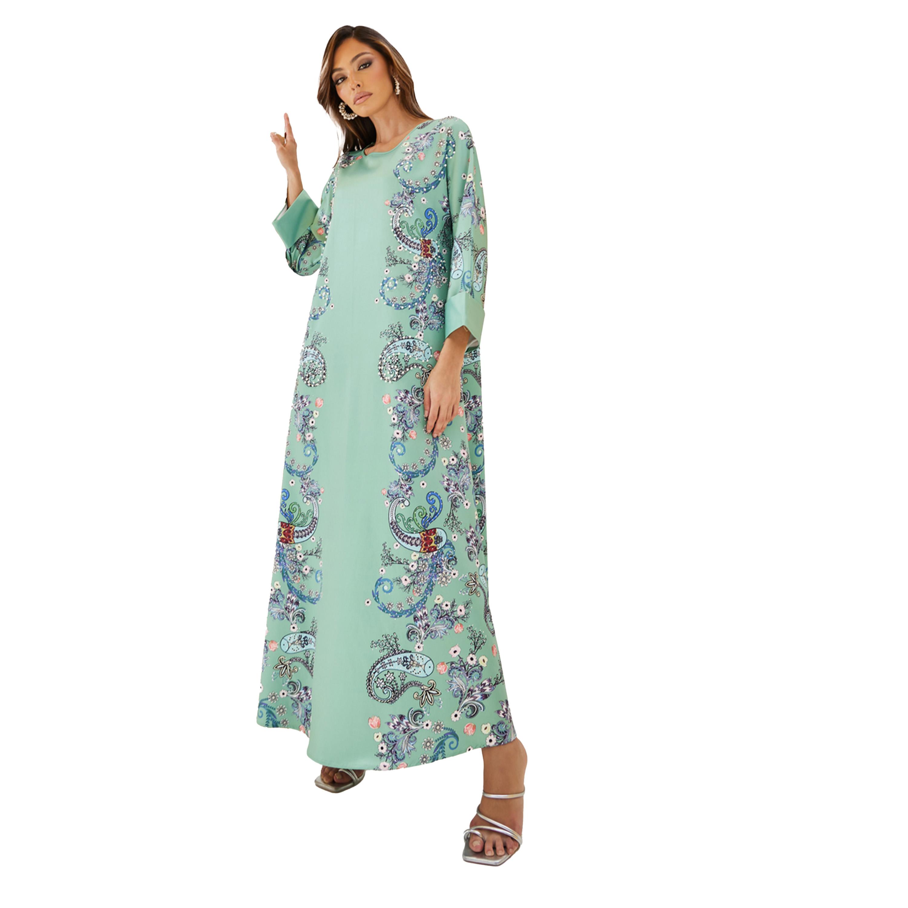 أميرة x ستايلي جلابية بطبعة بيزلي وحافة واسعة-women-arabicclothing-jalabiyas-image-2