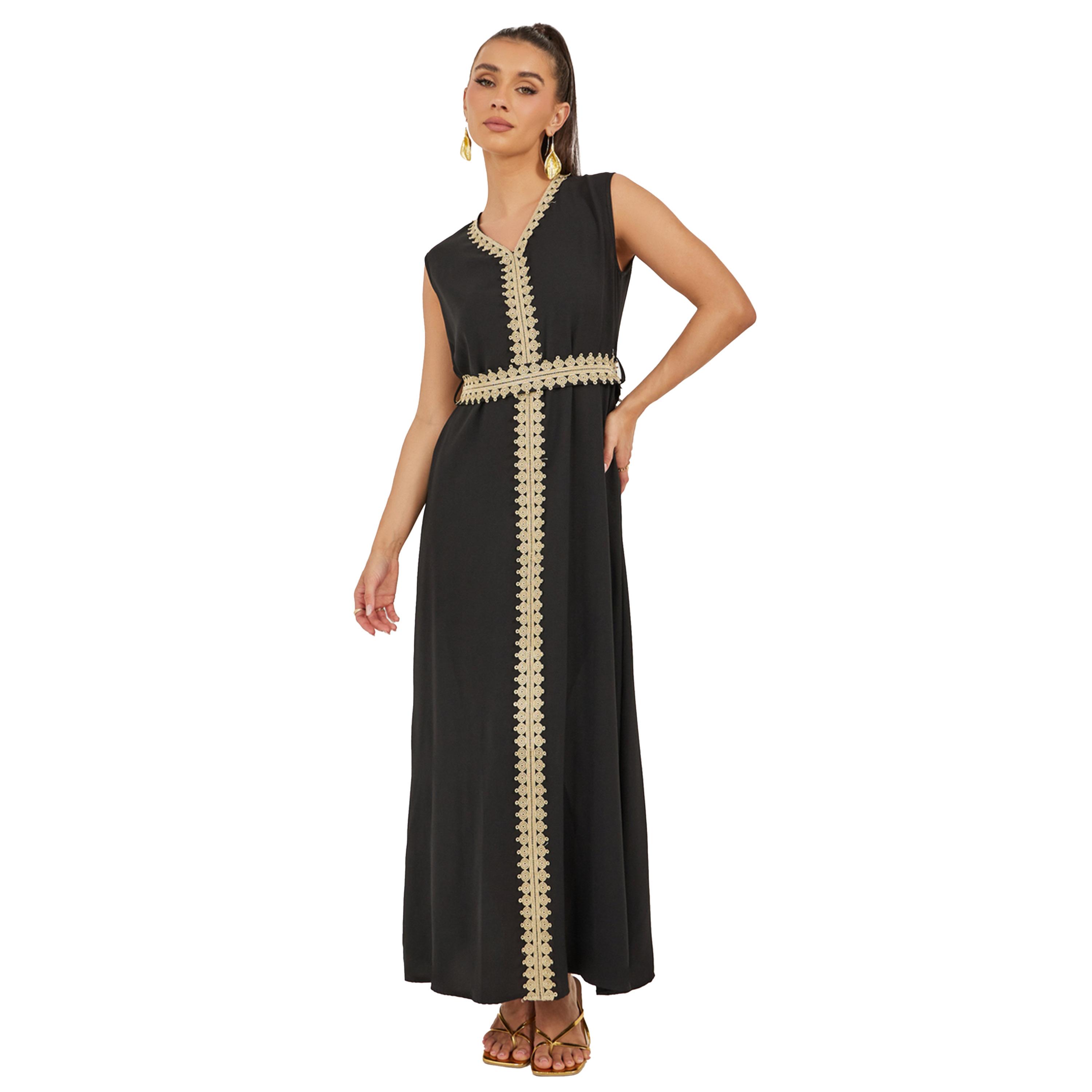ستايلي - عباية بطبعة فويل مزينة بأكمام خفاش مع فستان داخلي-women-arabicclothing-sets-image-6