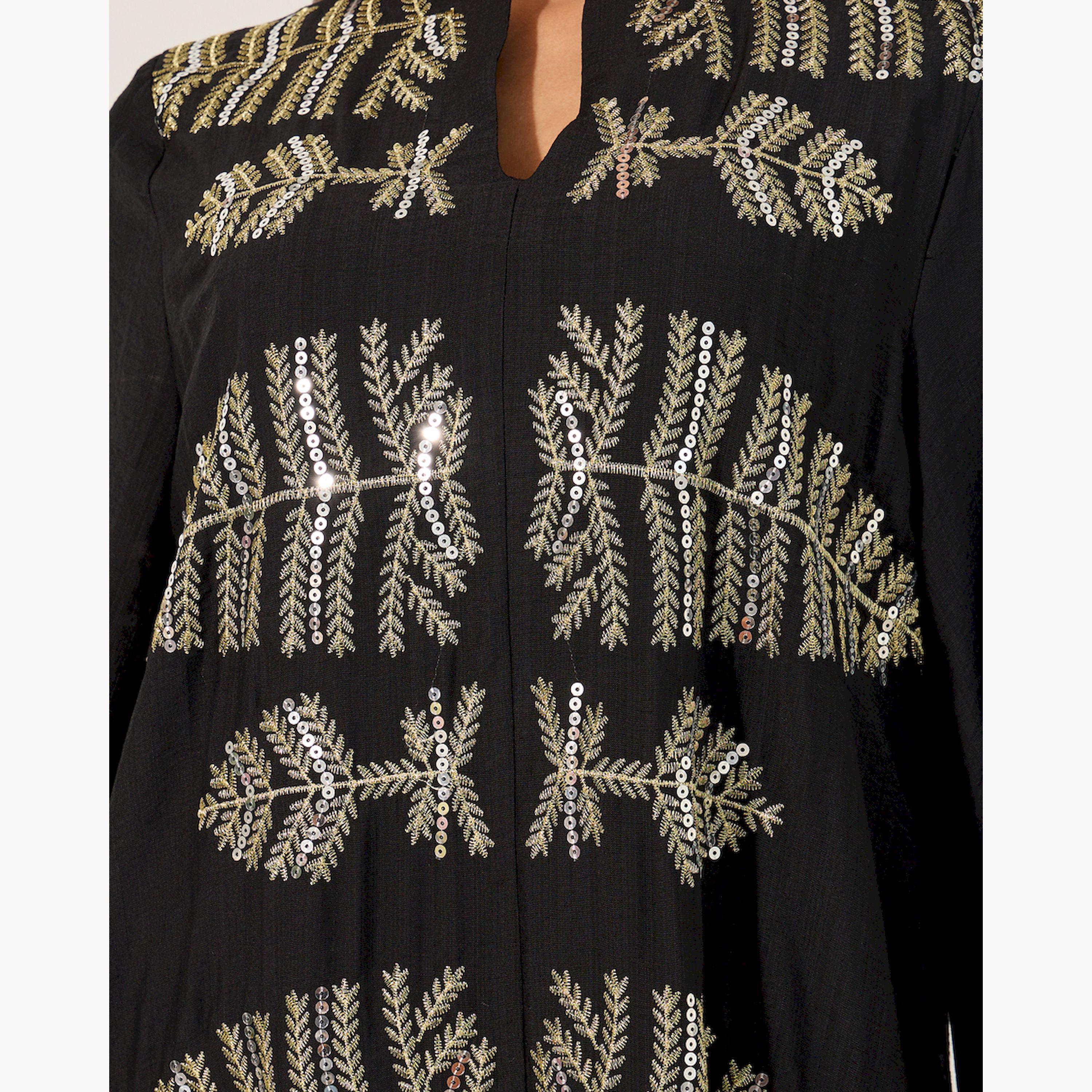 Styli Sequins Embellished Notch Neck A-Line Jalabyia-women-arabicclothing-jalabiyas-image-4