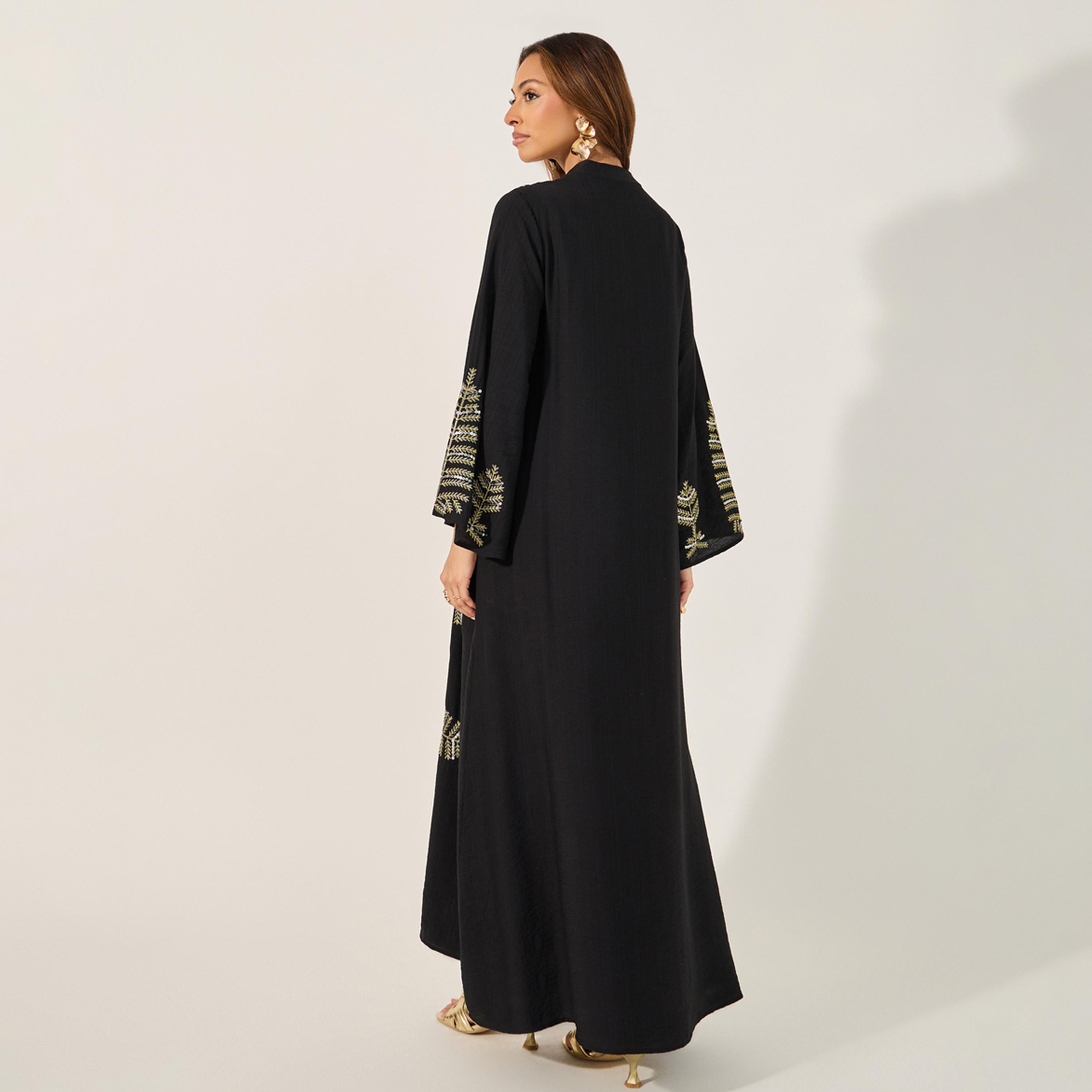 Styli Sequins Embellished Notch Neck A-Line Jalabyia-women-arabicclothing-jalabiyas-image-5