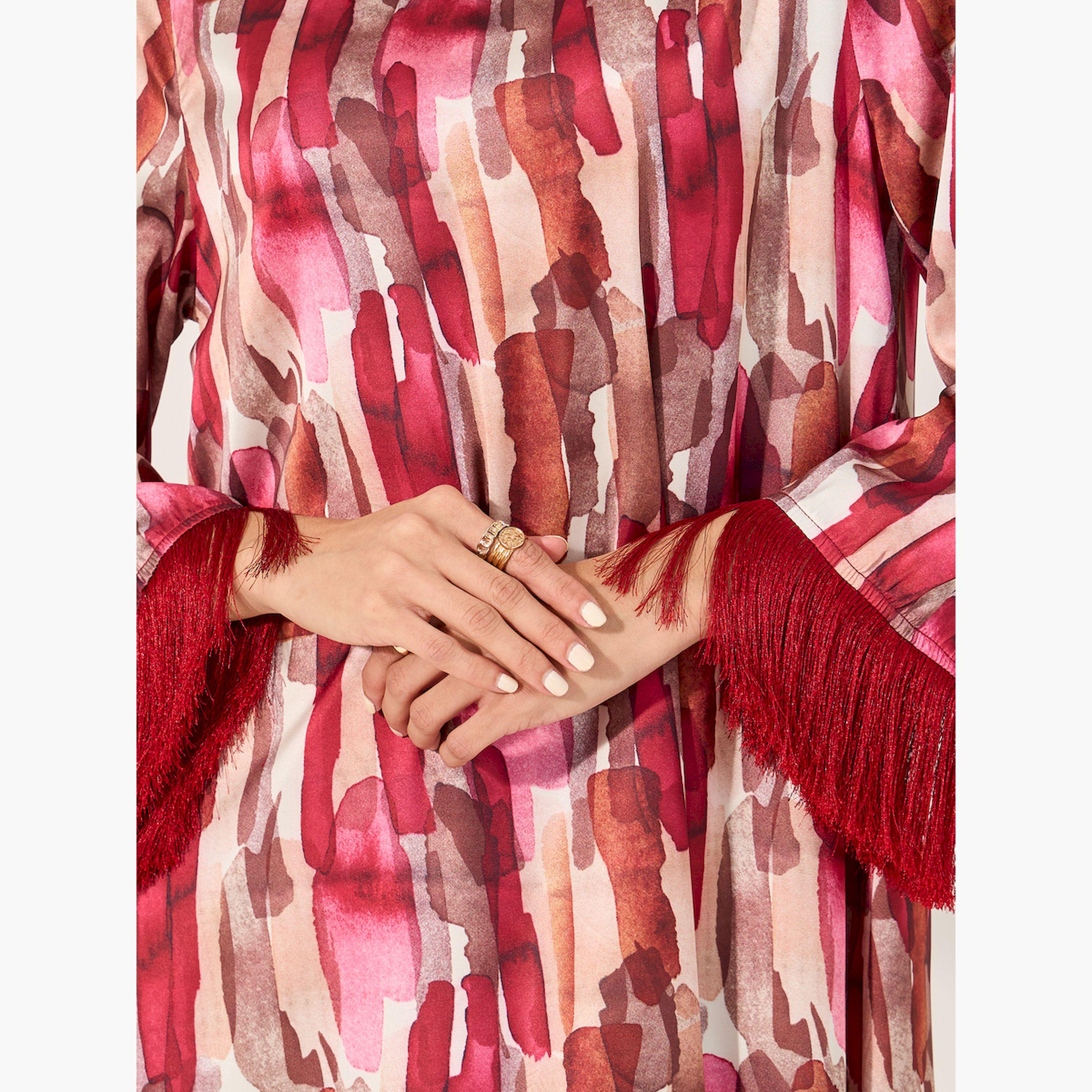 Styli Abstract Print Jalabiya with Tassel Trim-women-arabicclothing-jalabiyas-image-4