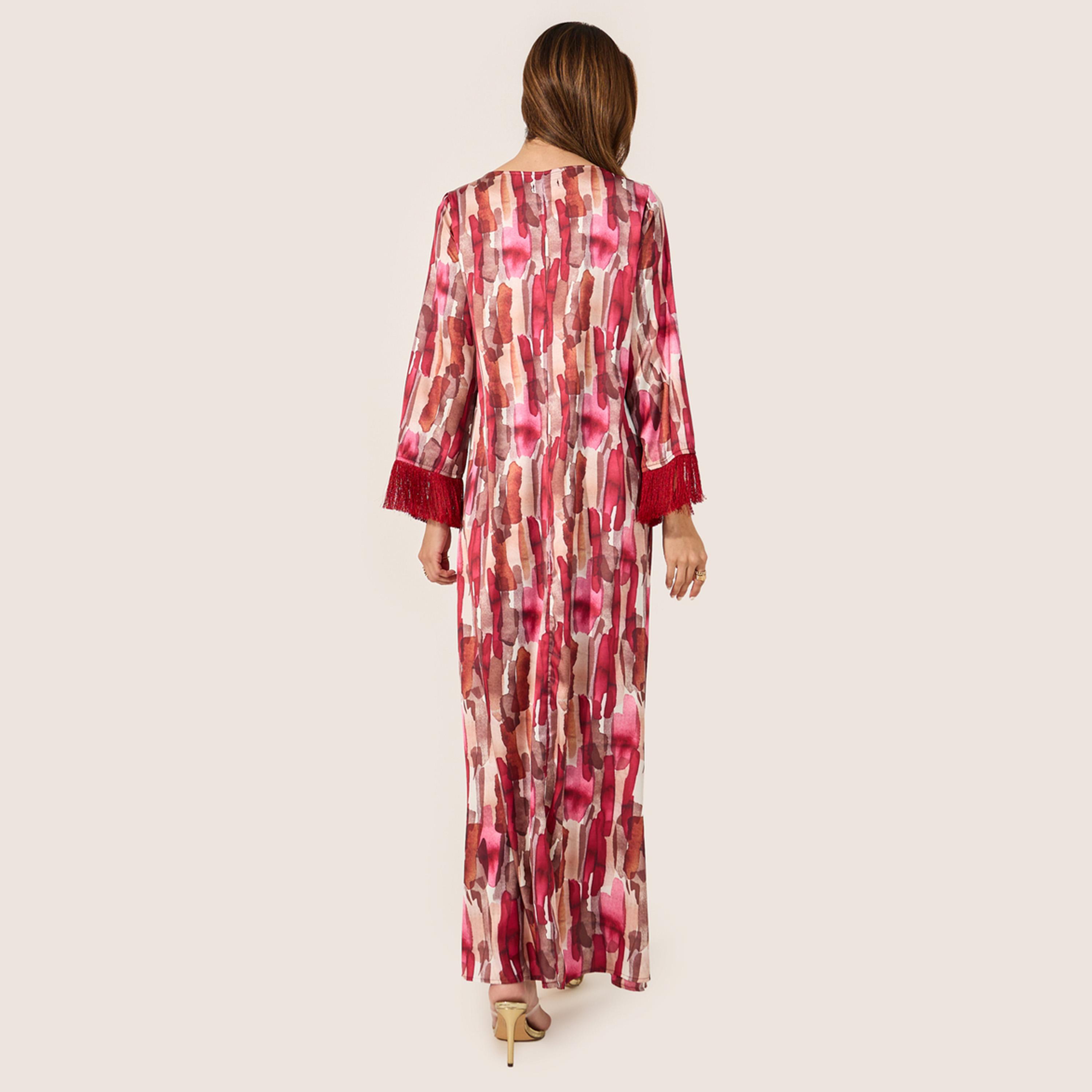 Styli Abstract Print Jalabiya with Tassel Trim-women-arabicclothing-jalabiyas-image-5