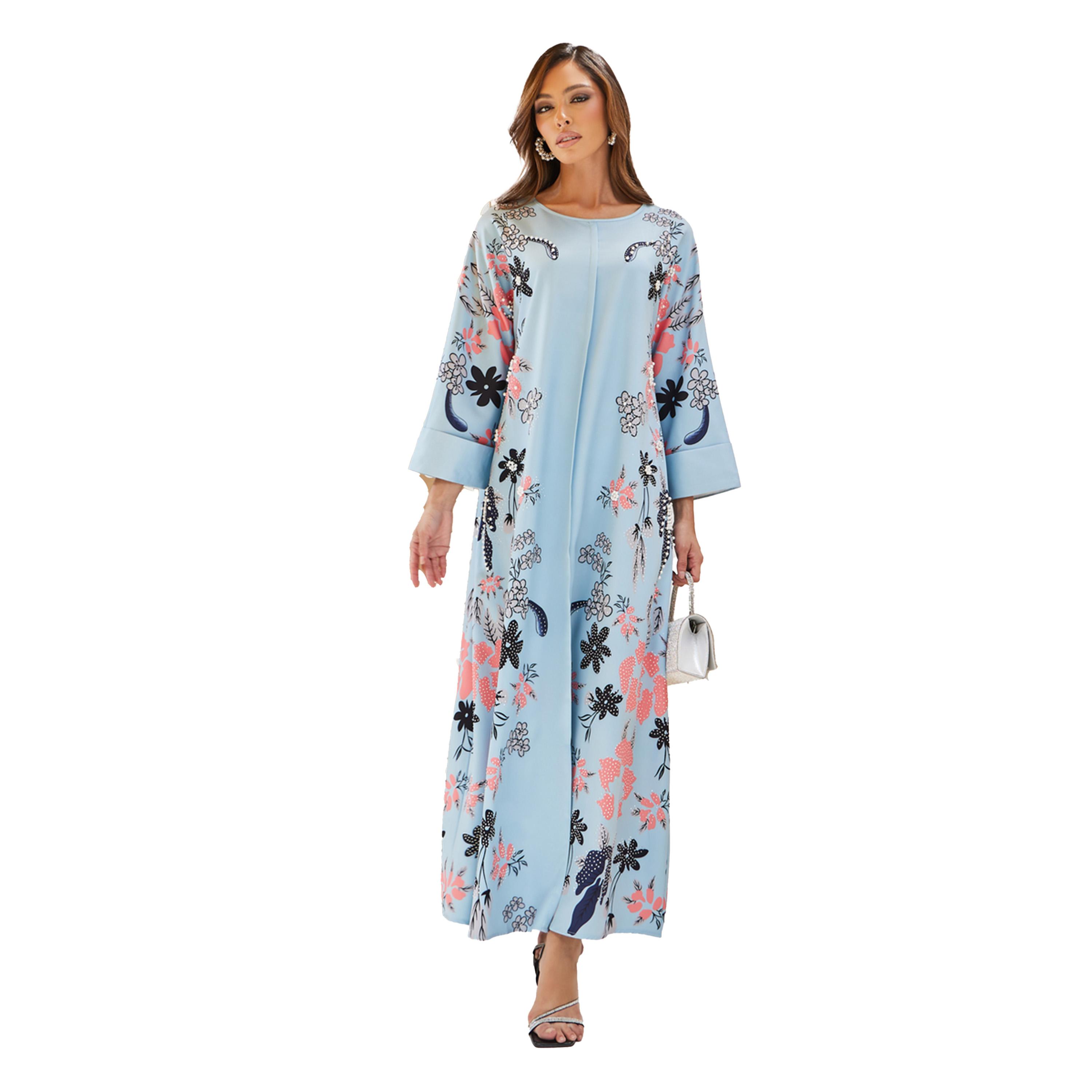 Styli Floral Printed A-Line Jalabiya with Embellishment-women-arabicclothing-jalabiyas-image-2