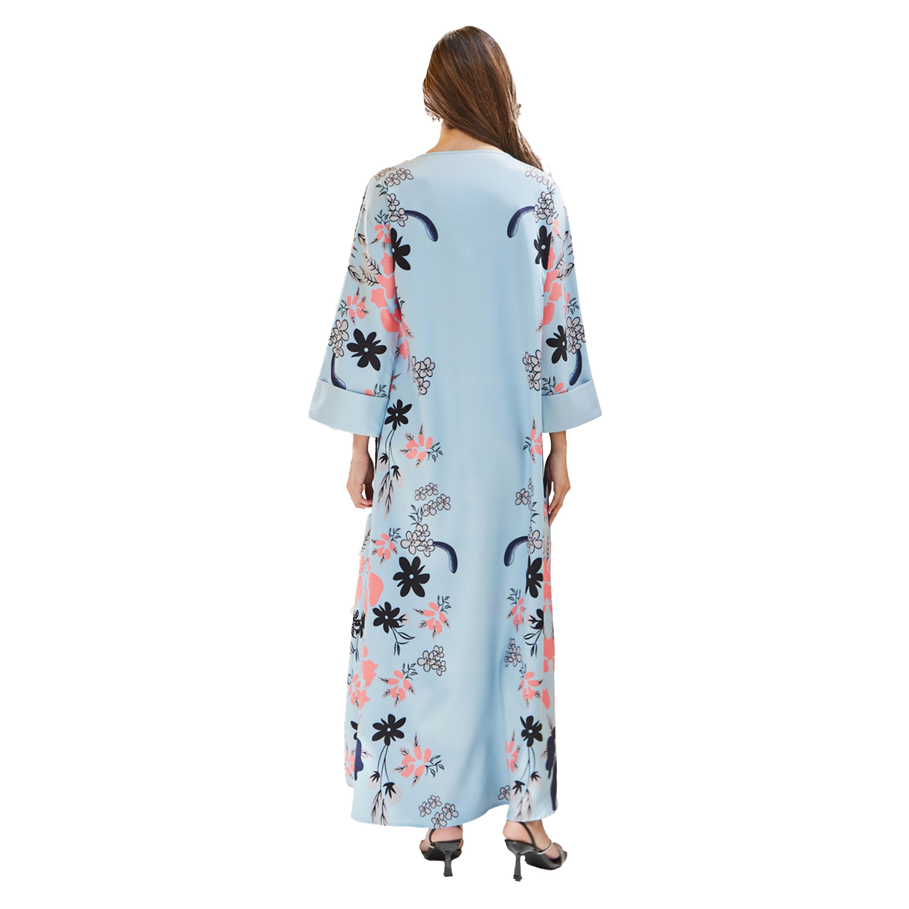 ستايلي - جلابية بقصّة A بطبعة زهور مع تطريز-women-arabicclothing-jalabiyas-image-5