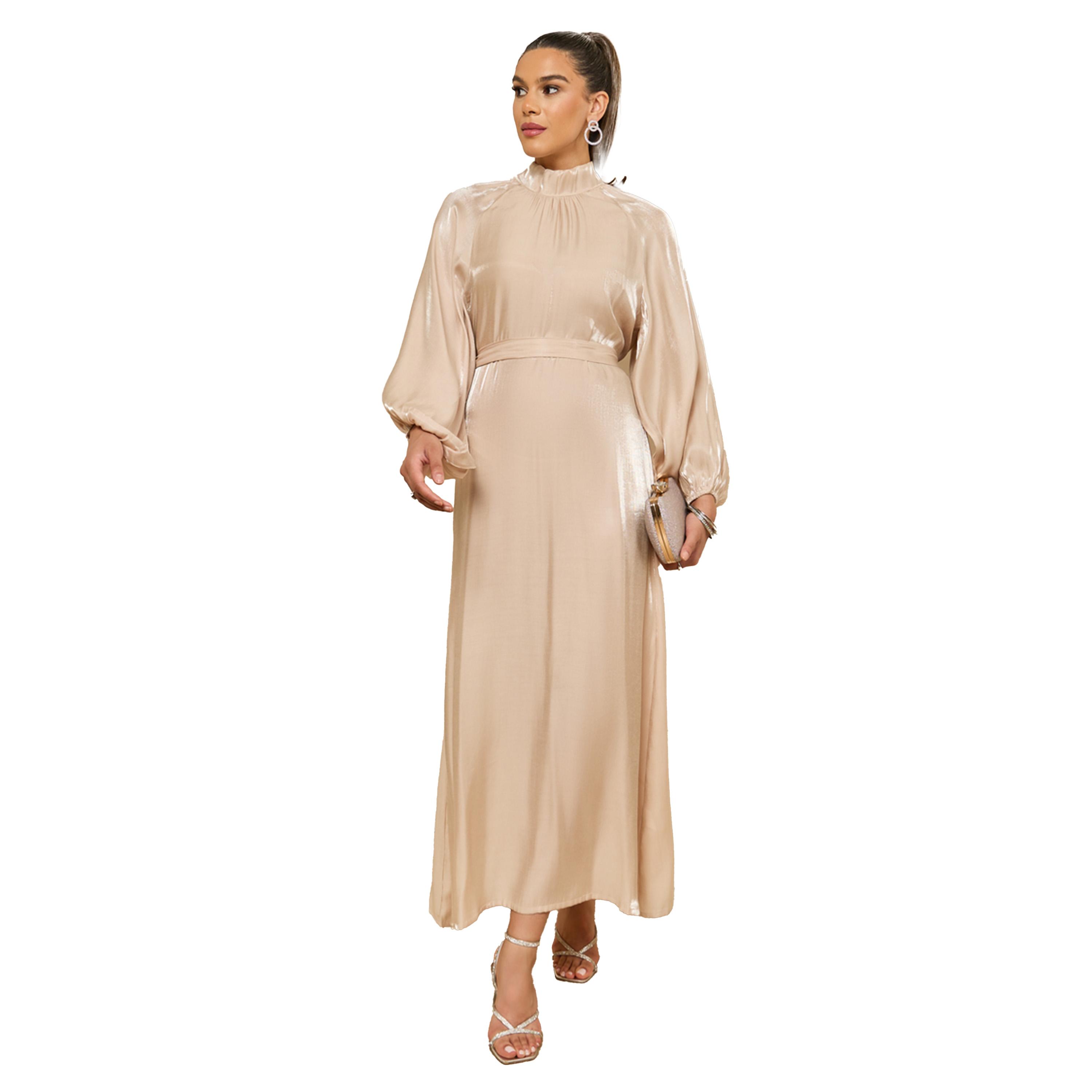 Styli Balloon Sleeve High Neck A-Line Jalabyia-women-arabicclothing-jalabiyas-image-2