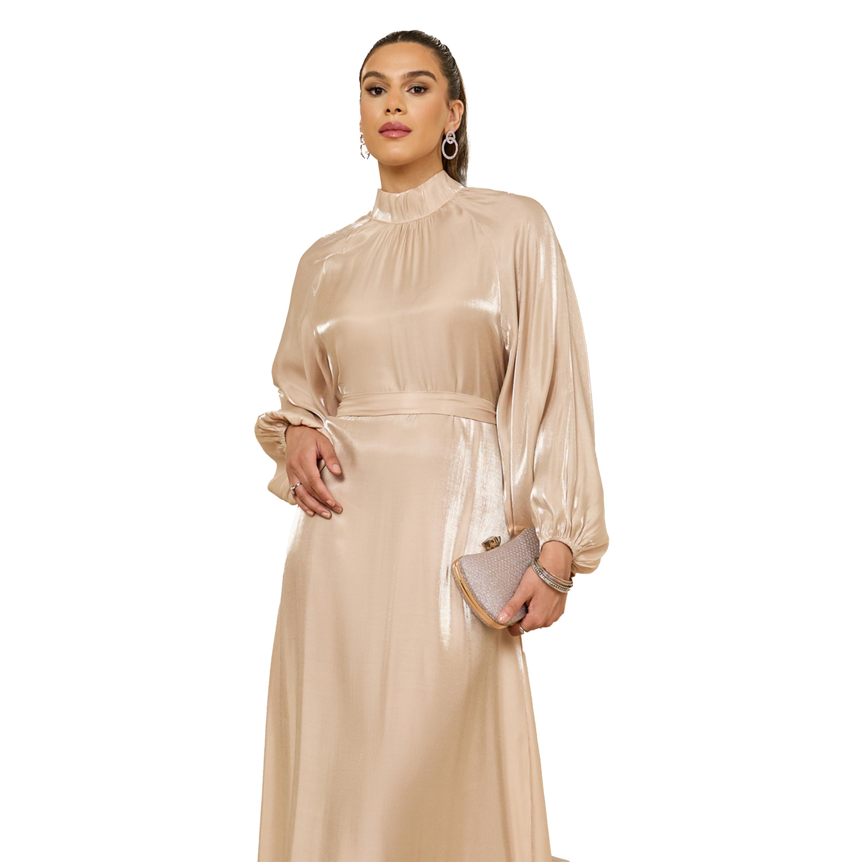 Styli Balloon Sleeve High Neck A-Line Jalabyia-women-arabicclothing-jalabiyas-image-3