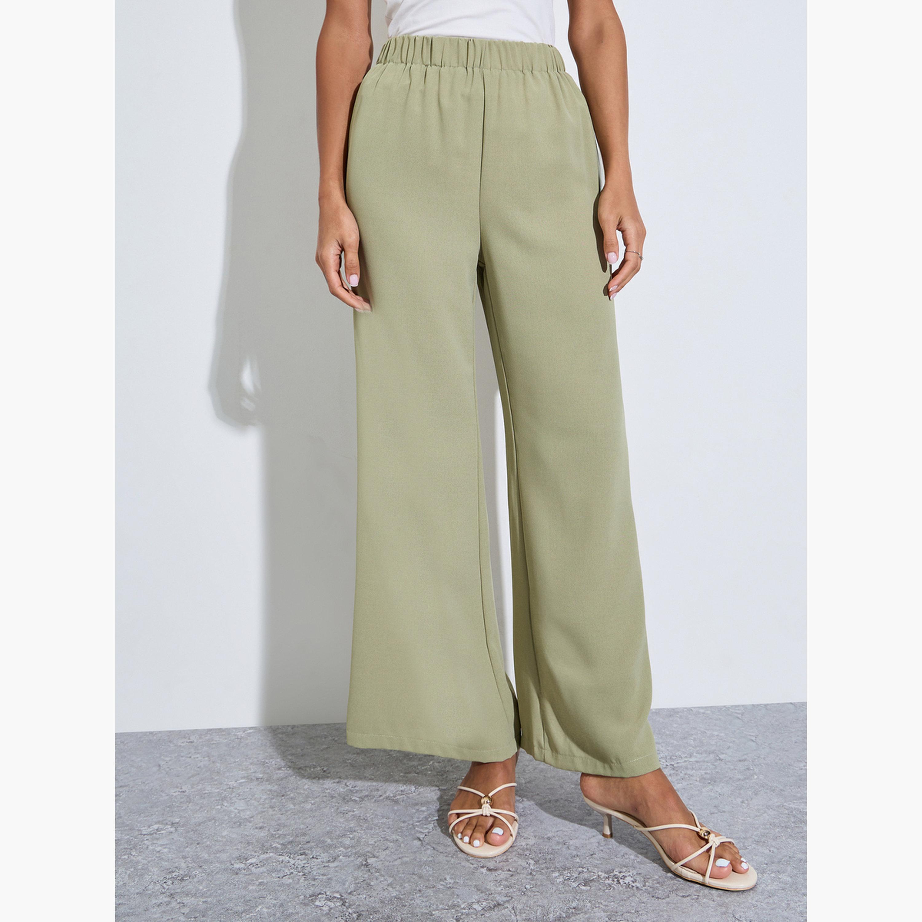 Amirah X Styli Bishop Sleeve Buttoned Longline Shirt with Wide Leg Pants Set-women-arabicclothing-sets-image-6