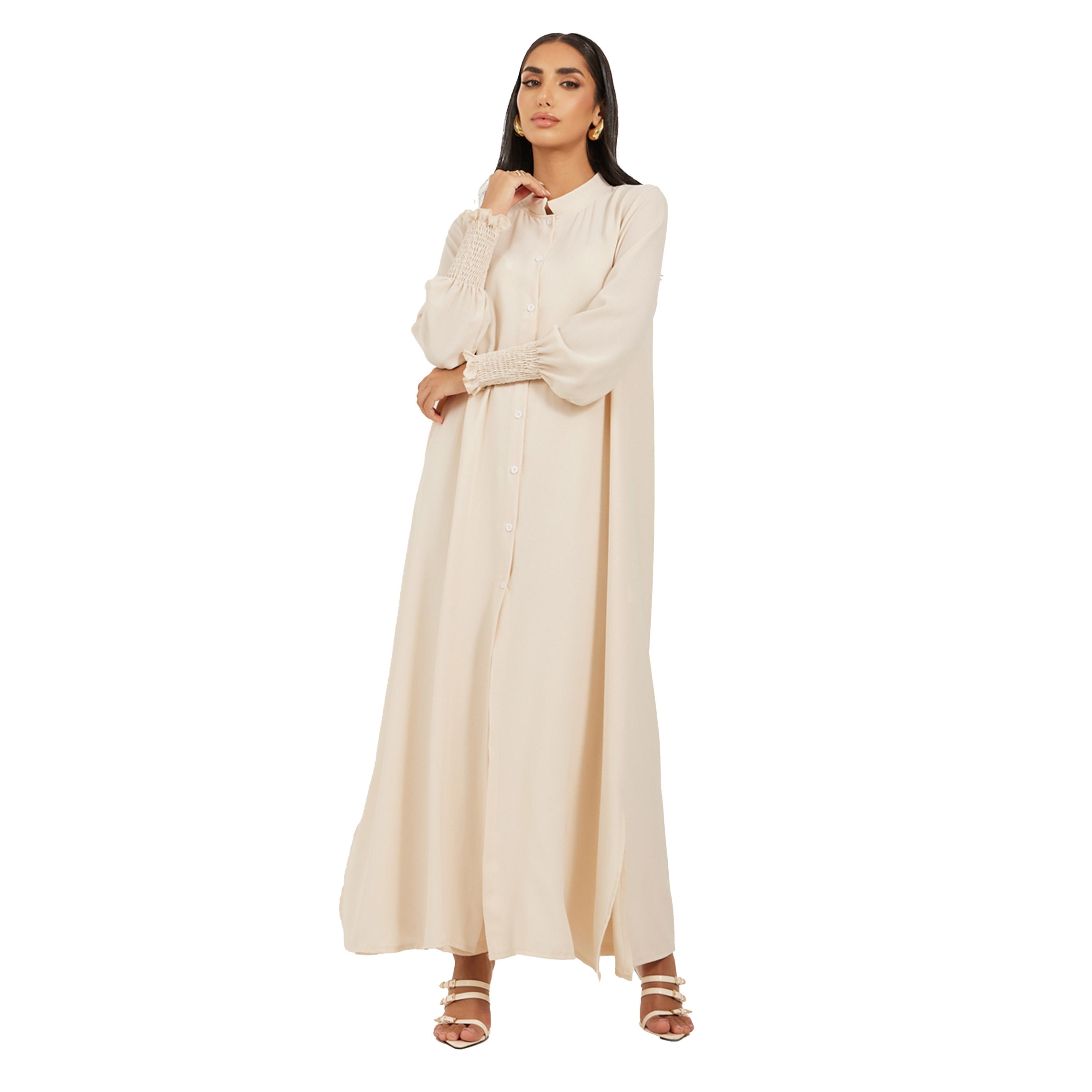 Styli Bishop Sleeve Buttoned Longline Shirt with Wide Leg Pants Set-women-arabicclothing-sets-image-2