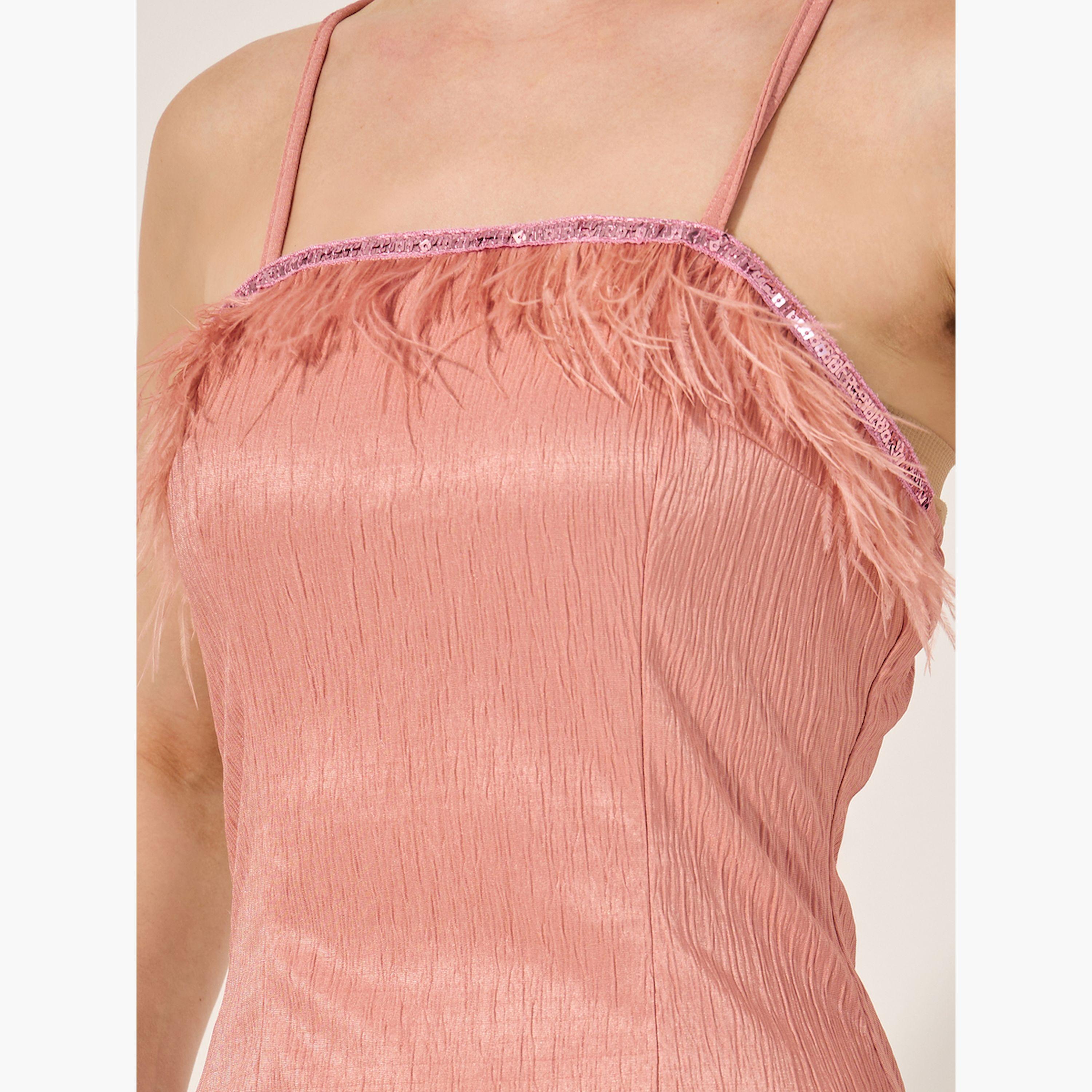 ستايلي - عباية أنيقة مع فستان داخلي بحواف ريش-women-arabicclothing-sets-image-5