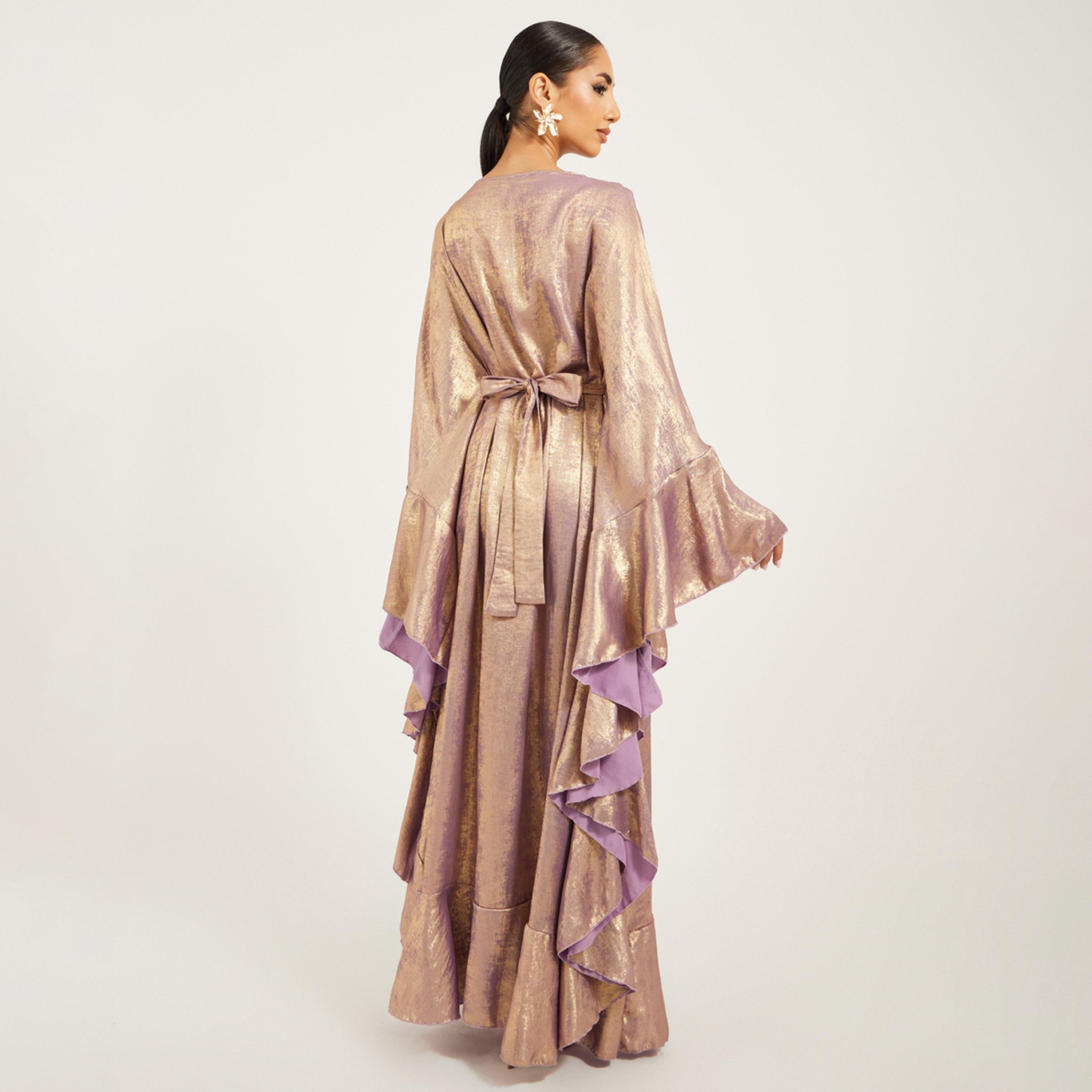 Styli Embroidered Detail Shimmer Design Jalabiya-women-arabicclothing-kaftan-image-6