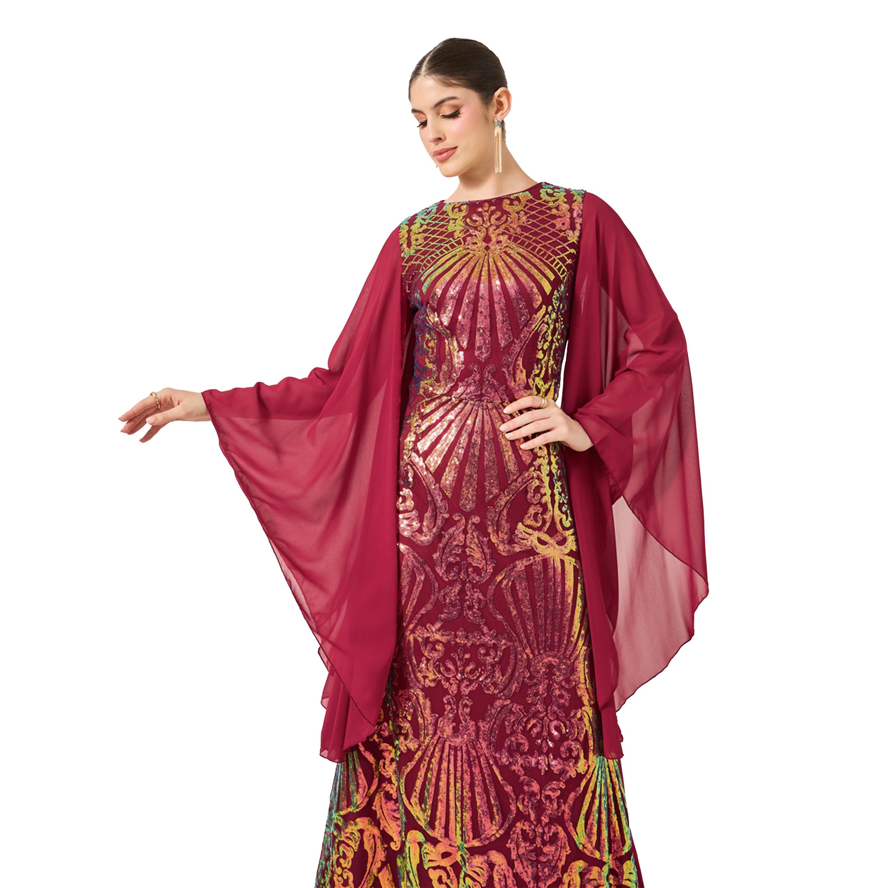 أميرة x ستايلي قفطان منمق بأكمام آنجل-women-arabicclothing-kaftan-image-3
