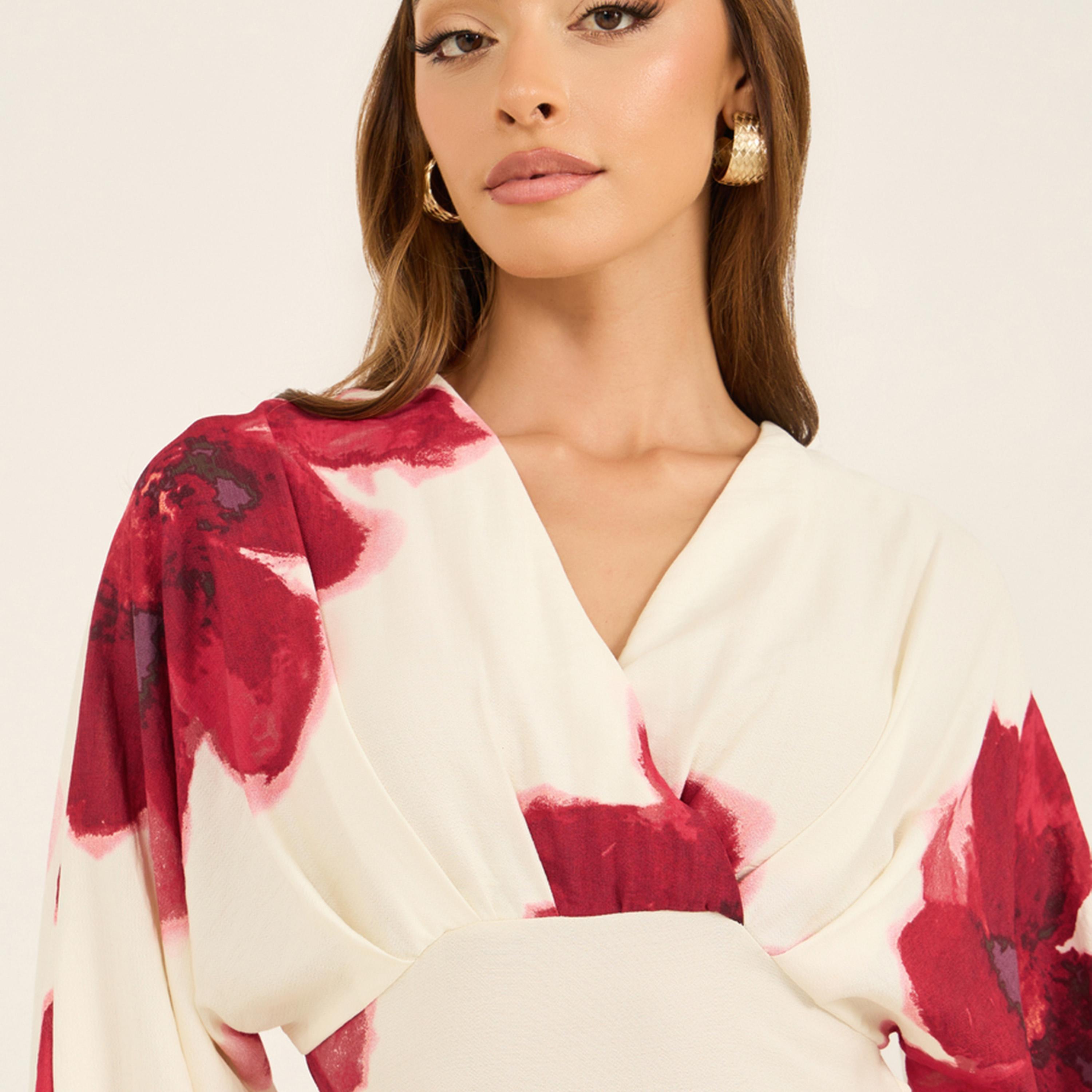 Styli Printed V-Neck A-Line Midi Dress-women-clothing-dresses-image-5