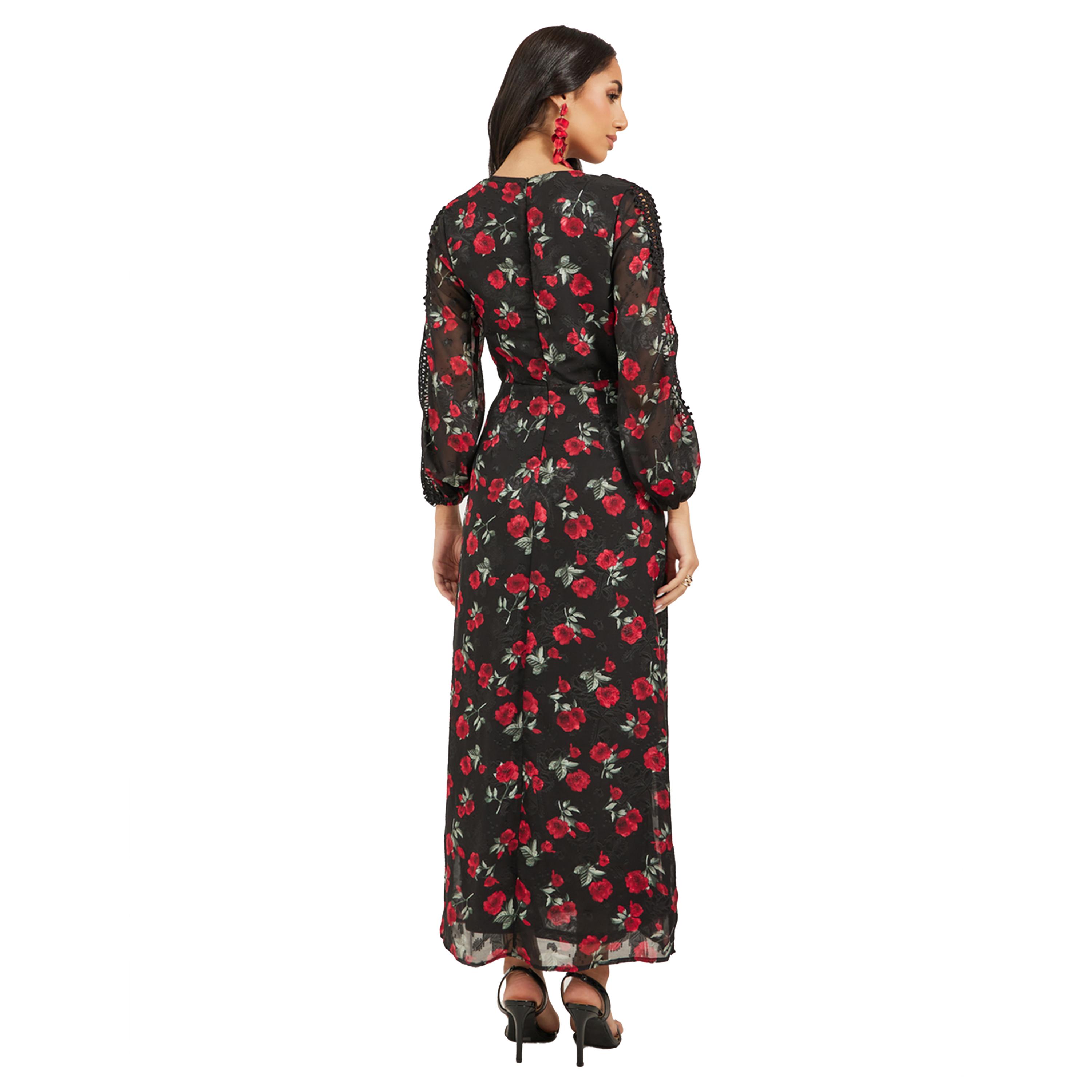 ستايلي - فستان ماكسي بقصة A وتفاصيل دانتيل وطبعة زهور-women-clothing-dresses-image-5