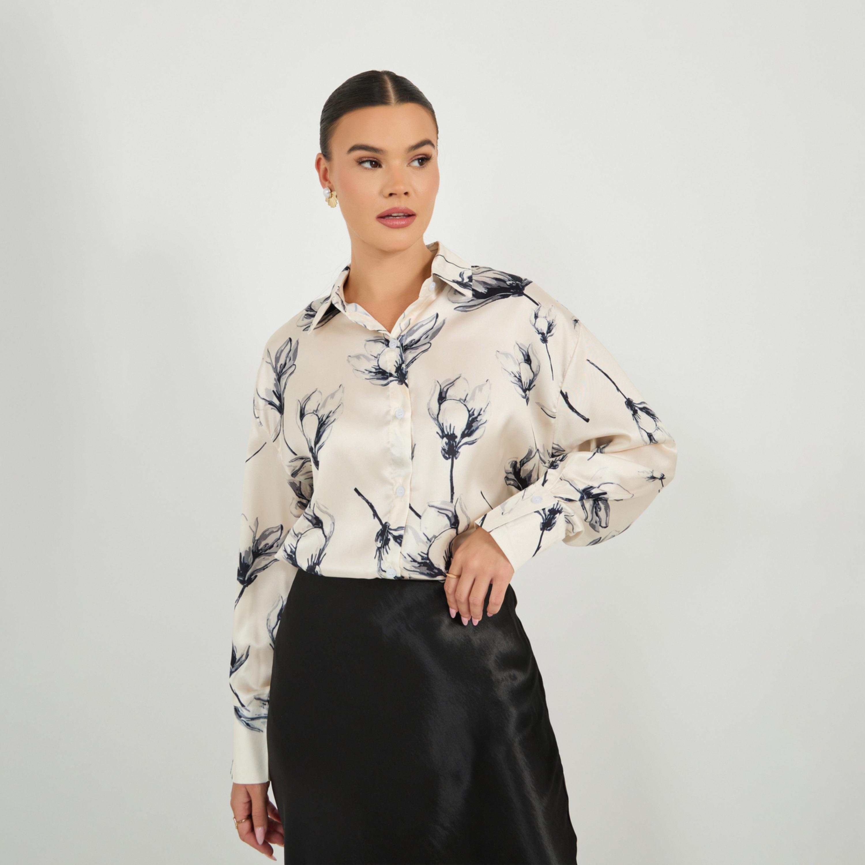 Styli Oversized Satin Floral Print Collared Shirt-women-clothing-shirtsandblouses-shirts-image-7