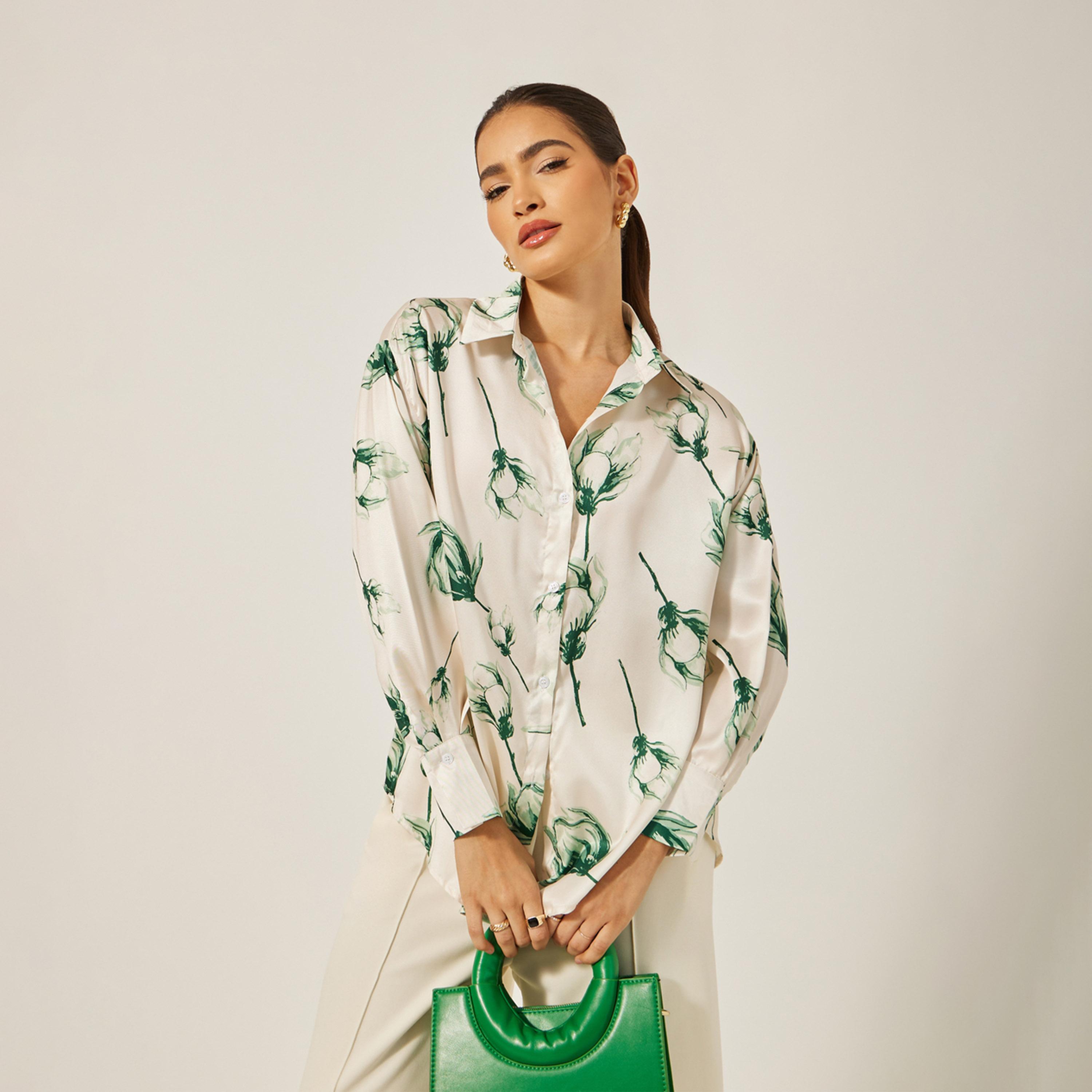 Styli Oversized Floral Printed Collared Shirt-women-clothing-shirtsandblouses-shirts-image-1