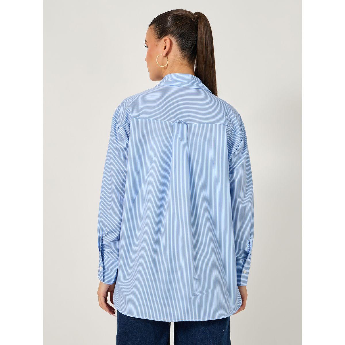 Long Sleeves Oversized  Floral Printed Collared Shirt-women-clothing-shirtsandblouses-shirts-image-5