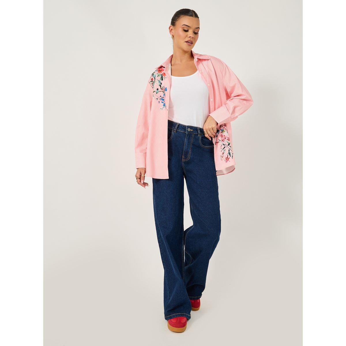 Long Sleeve Oversized  Floral Printed Collared Shirt-women-clothing-shirtsandblouses-shirts-image-5