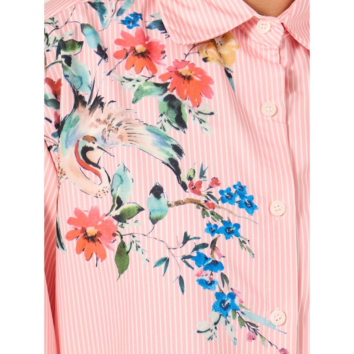 Long Sleeve Oversized  Floral Printed Collared Shirt-women-clothing-shirtsandblouses-shirts-image-6