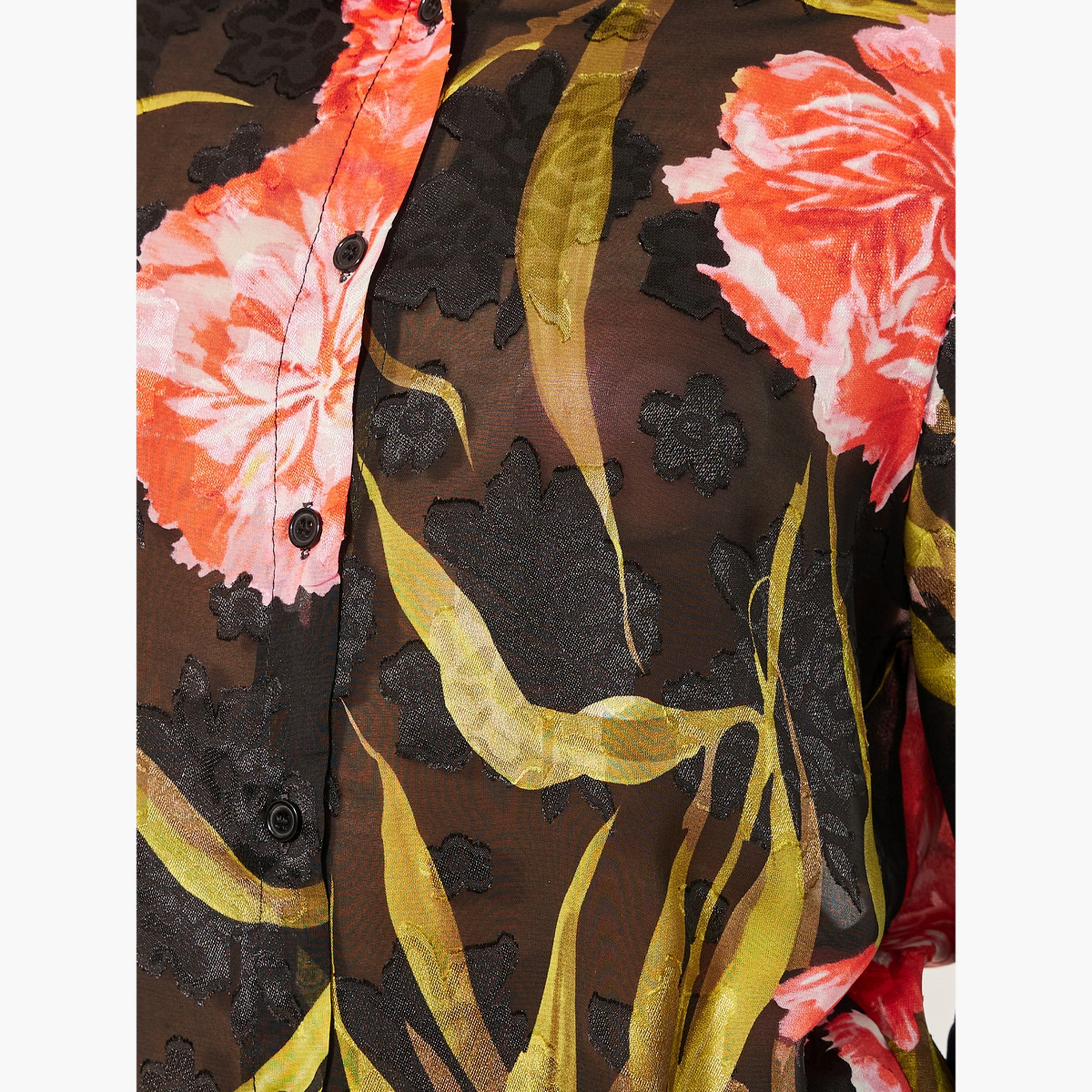 ستايلي - قميص بطبعة زهور وأكمام مطوية وياقة-women-clothing-shirtsandblouses-shirts-image-4