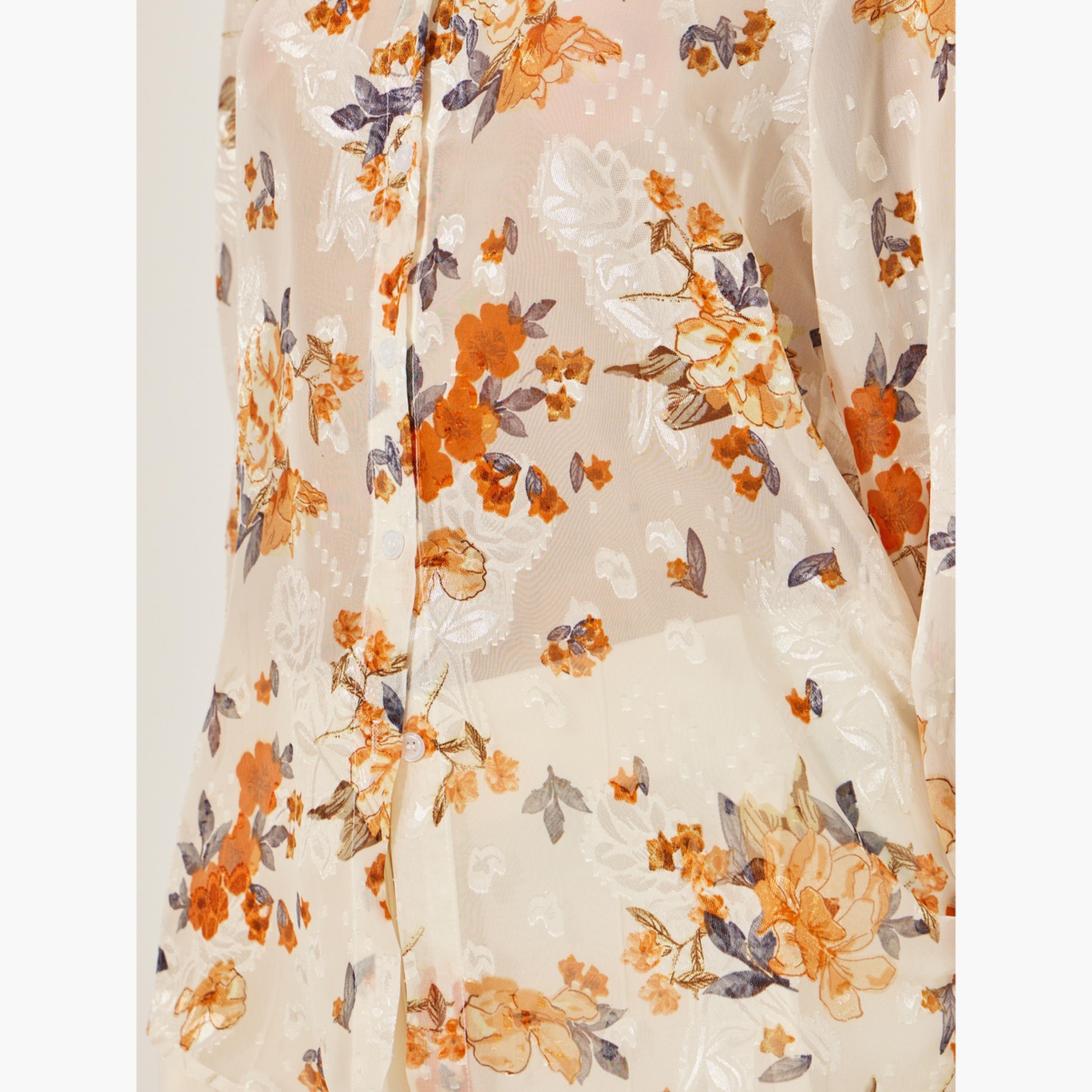 Styli Floral Print Jacquard Collared Shirt-women-clothing-shirtsandblouses-shirts-image-4