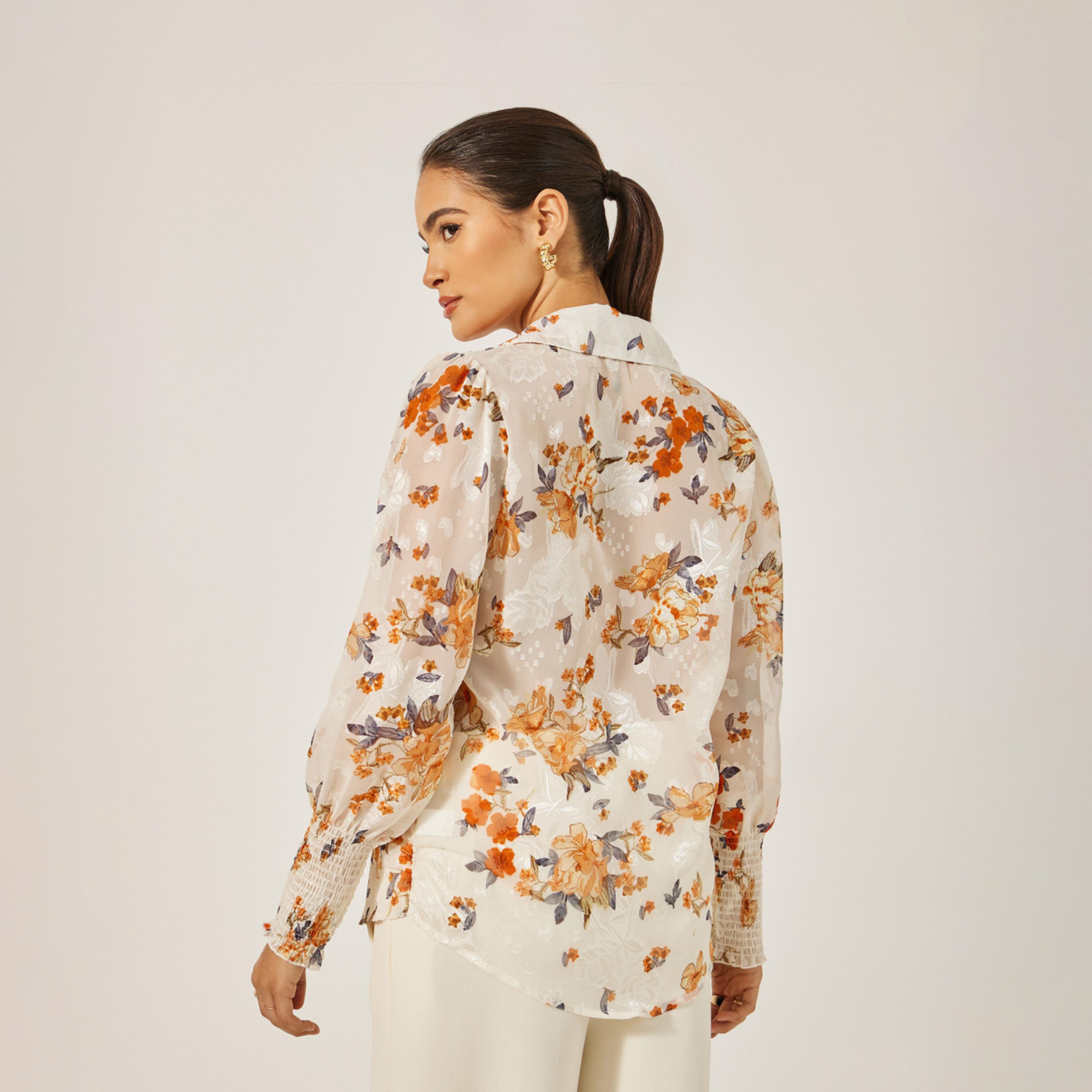 Styli Floral Print Jacquard Collared Shirt-women-clothing-shirtsandblouses-shirts-image-5