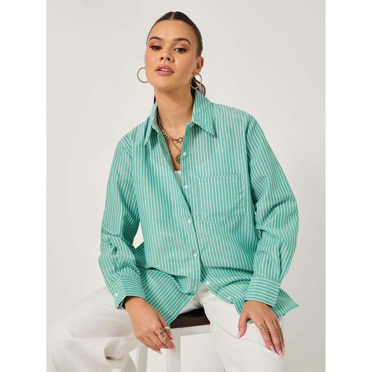بلوزة فضفاضة بأكمام طويلة وجيب-women-clothing-shirtsandblouses-shirts-image-1