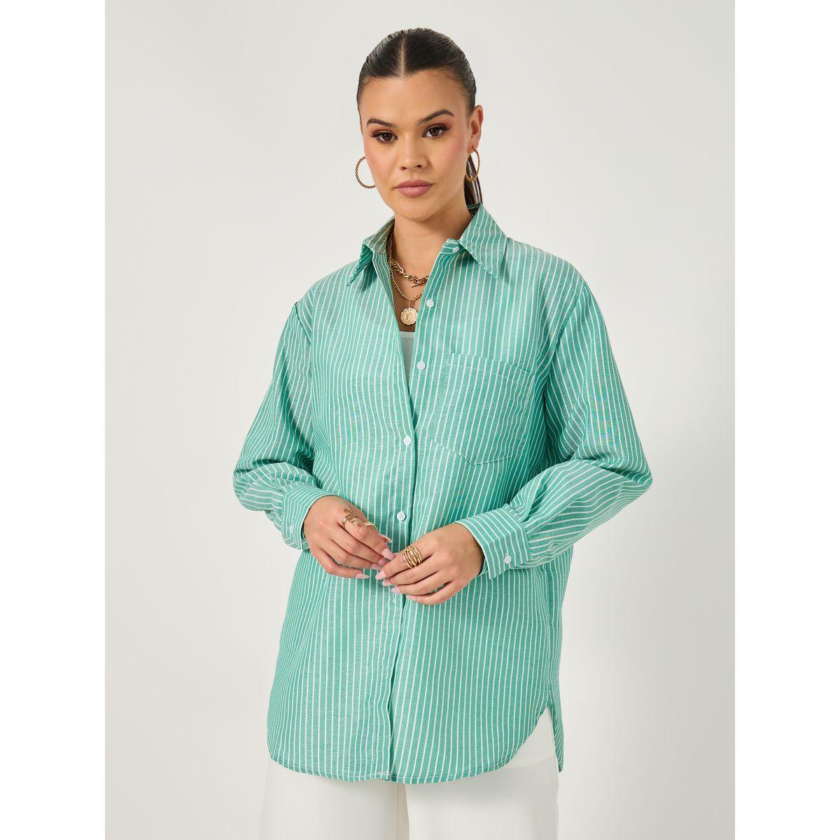 بلوزة فضفاضة بأكمام طويلة وجيب-women-clothing-shirtsandblouses-shirts-image-2