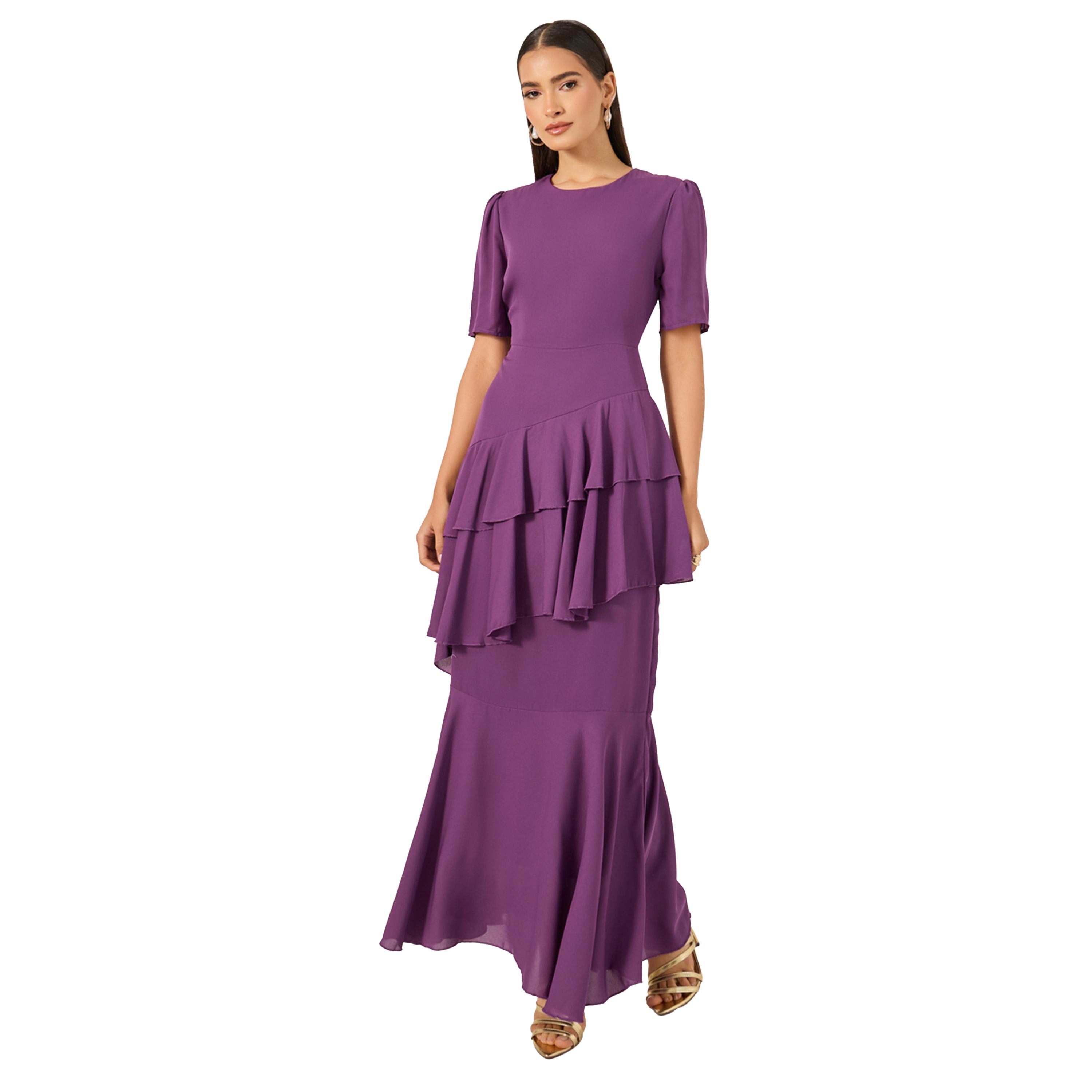 Styli Ruffled Detail Round Neck Tiered Maxi Dress-women-clothing-dresses-image-2