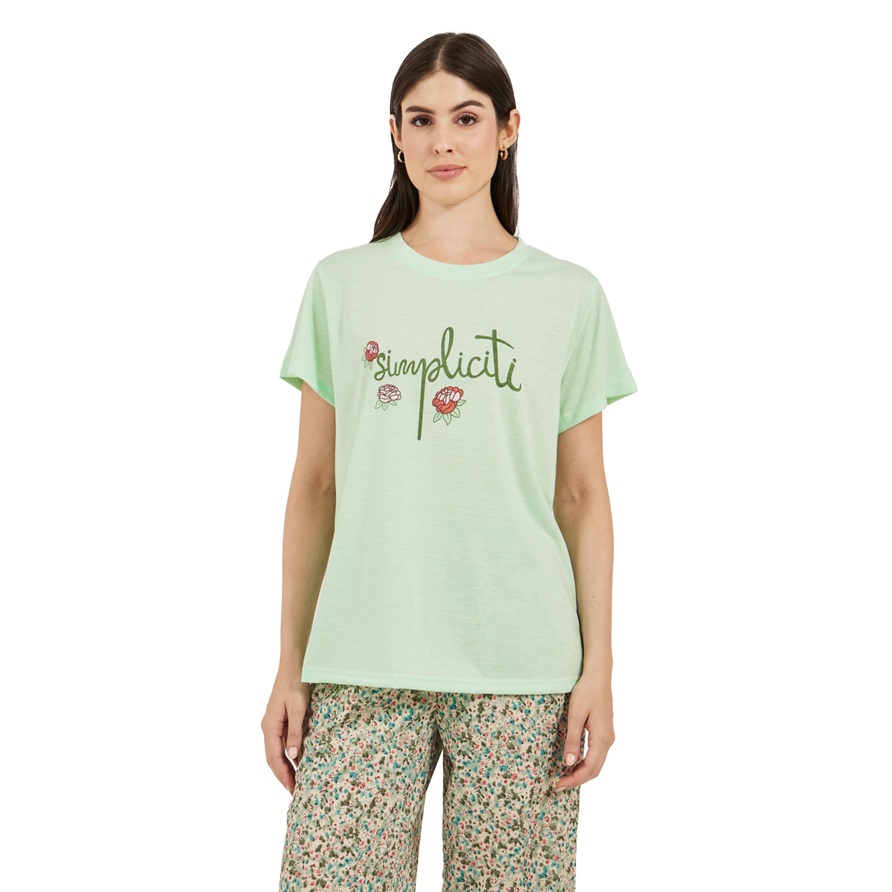 Styli Simplicite Print T-Shirt and Floral Printed Pyjama Set-women-clothing-nightwear-pyjamas-longsets-image-2