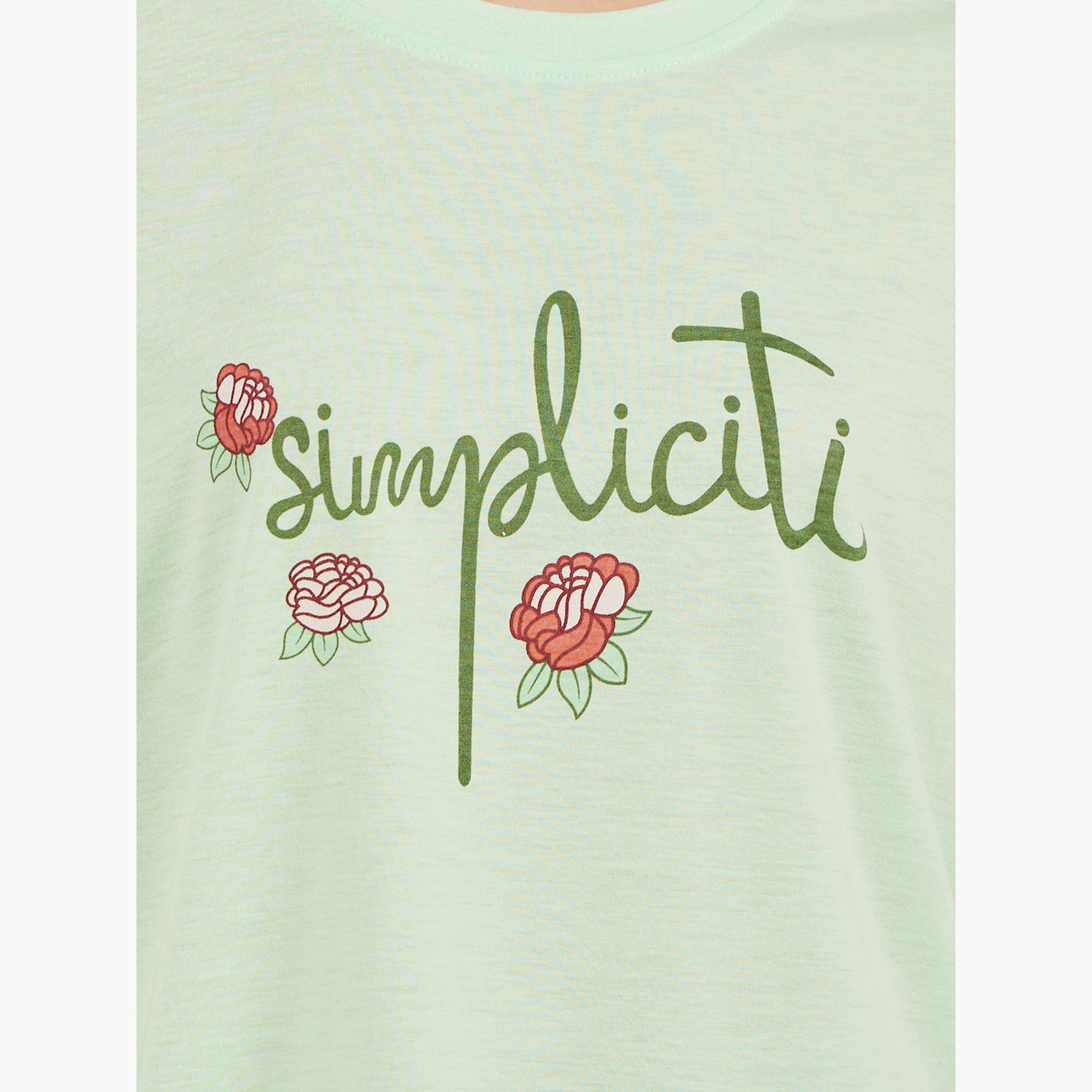 Styli Simplicite Print T-Shirt and Floral Printed Pyjama Set-women-clothing-nightwear-pyjamas-longsets-image-3