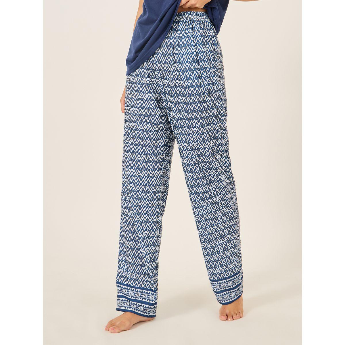 Styli Calm Slogan Print T-Shirt and Aztec Print Pyjama Set-women-clothing-nightwear-pyjamas-longsets-image-5