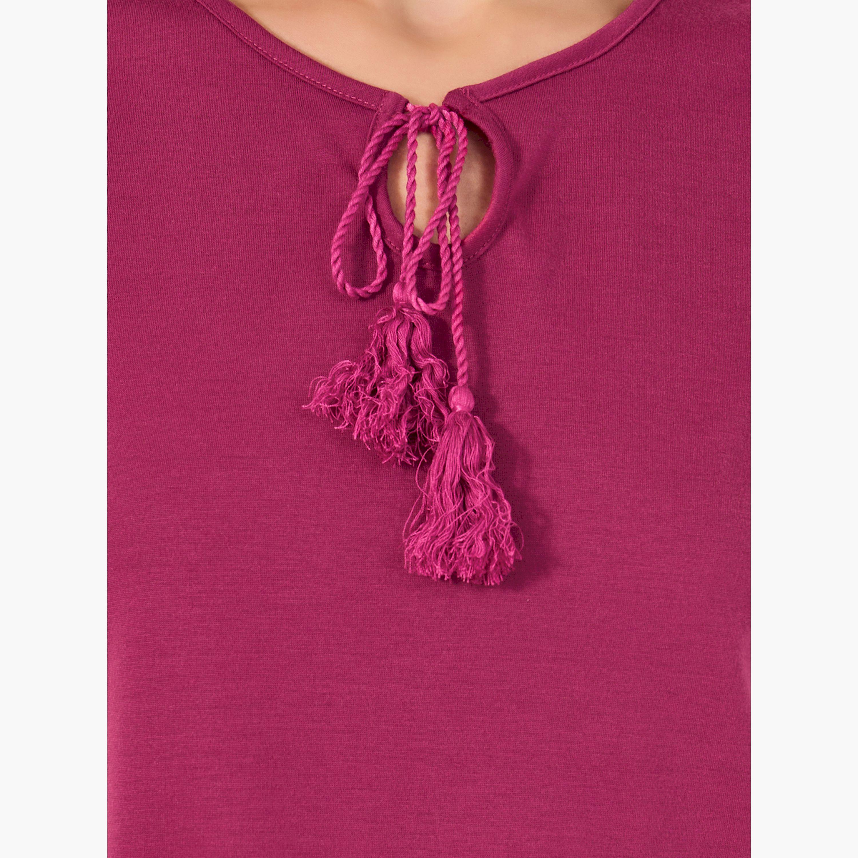 Styli Tasseled Round Neck Cami and Pyjama Set-women-clothing-nightwear-pyjamas-longsets-image-4