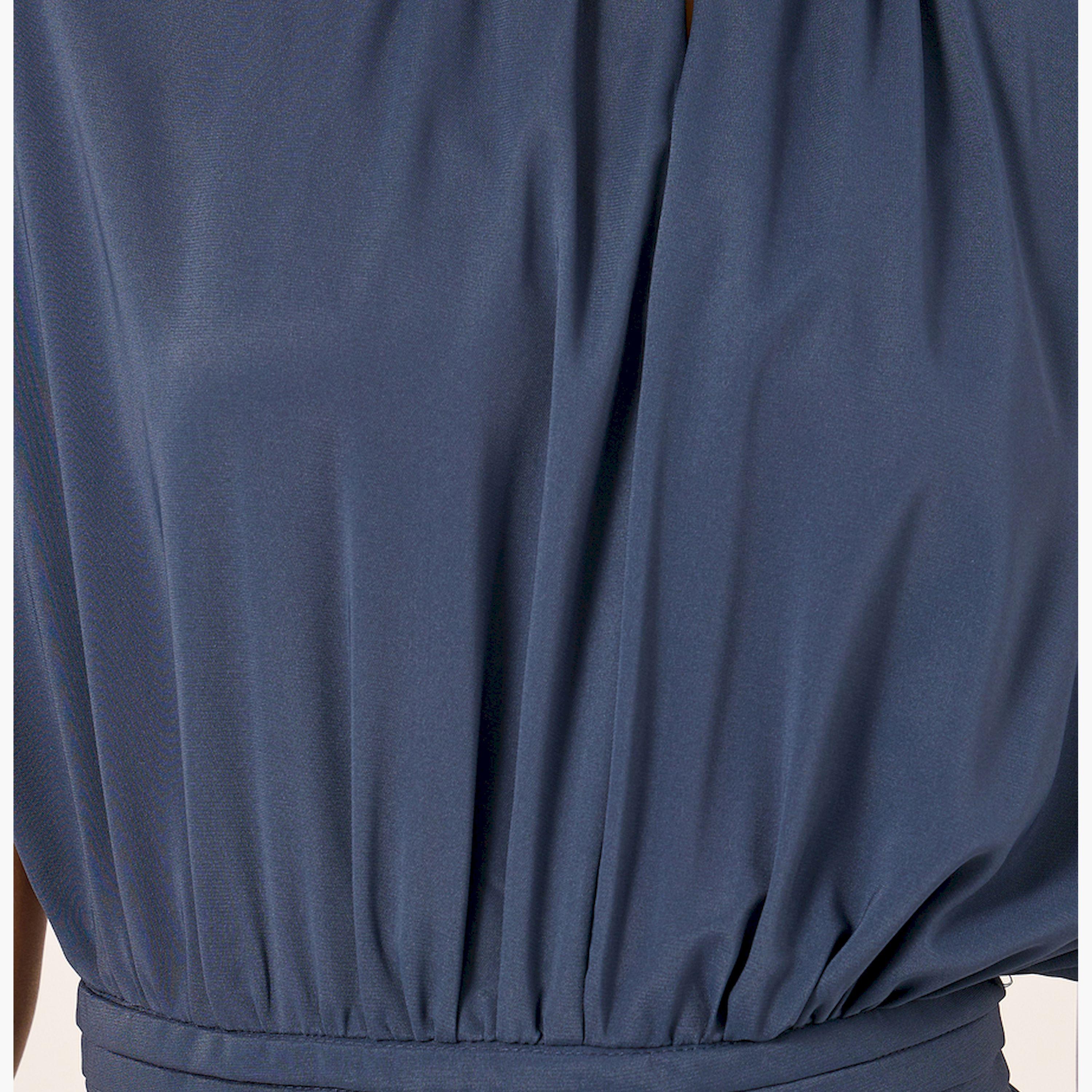 ستايلي - جمبسوت واسع الساق بياقة دائرية وكسرات-women-clothing-jumpsuits-image-3