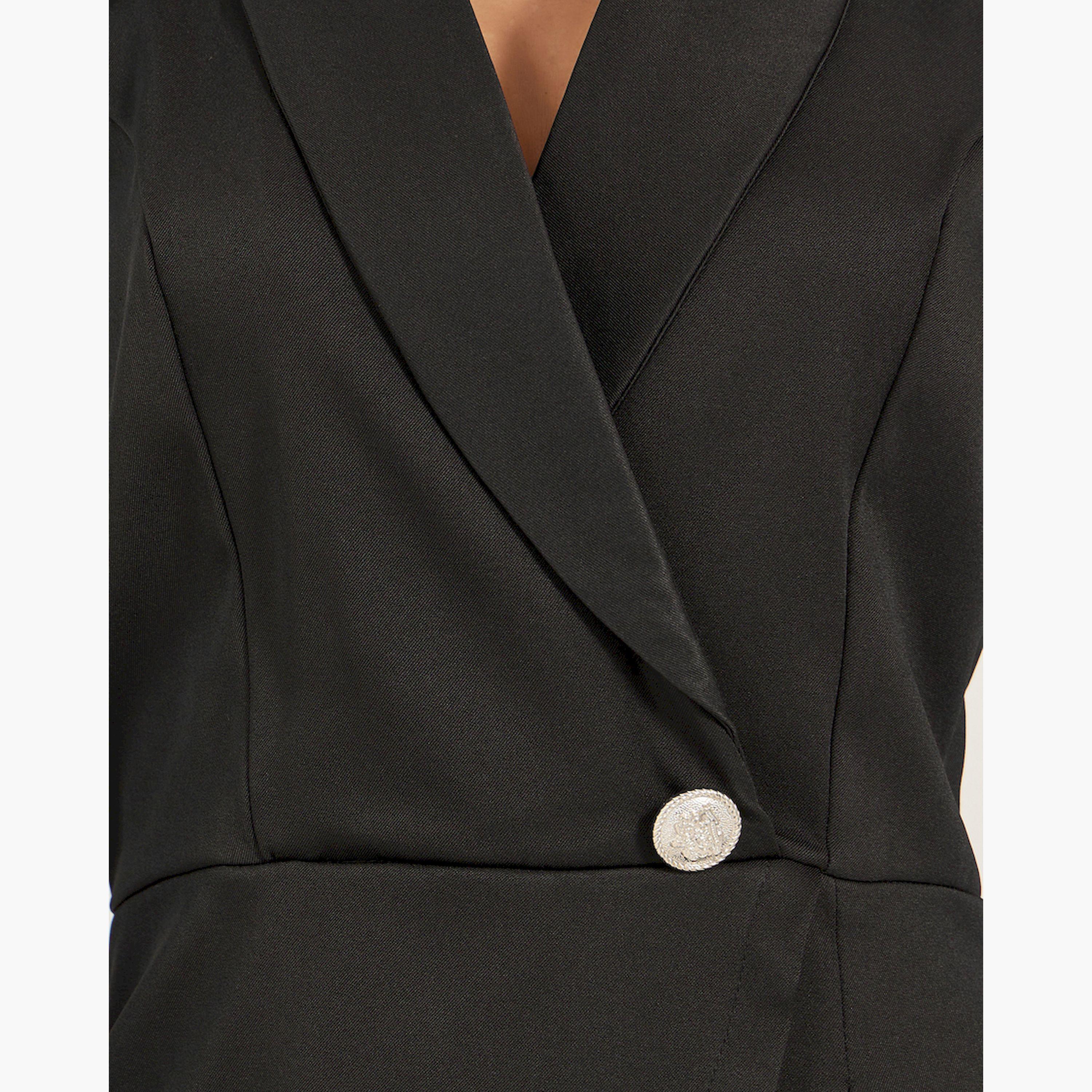 Styli Solid Shawl Lapel Wrap Look Romper-women-clothing-jumpsuits-image-3