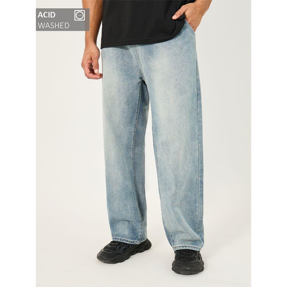 جينز بقصة عادية وخصر متوسط مع تفاصيل مشطوفة-men-clothing-bottoms-jeans-image-1