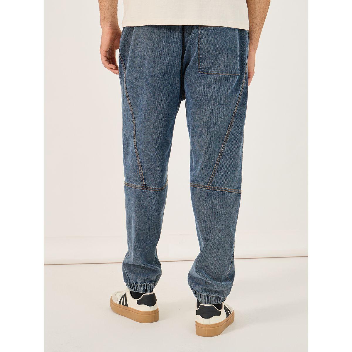 Styli Mid Rise Panelled Jogger Fit Jeans with Contrast Drawcord-men-clothing-bottoms-jeans-image-3