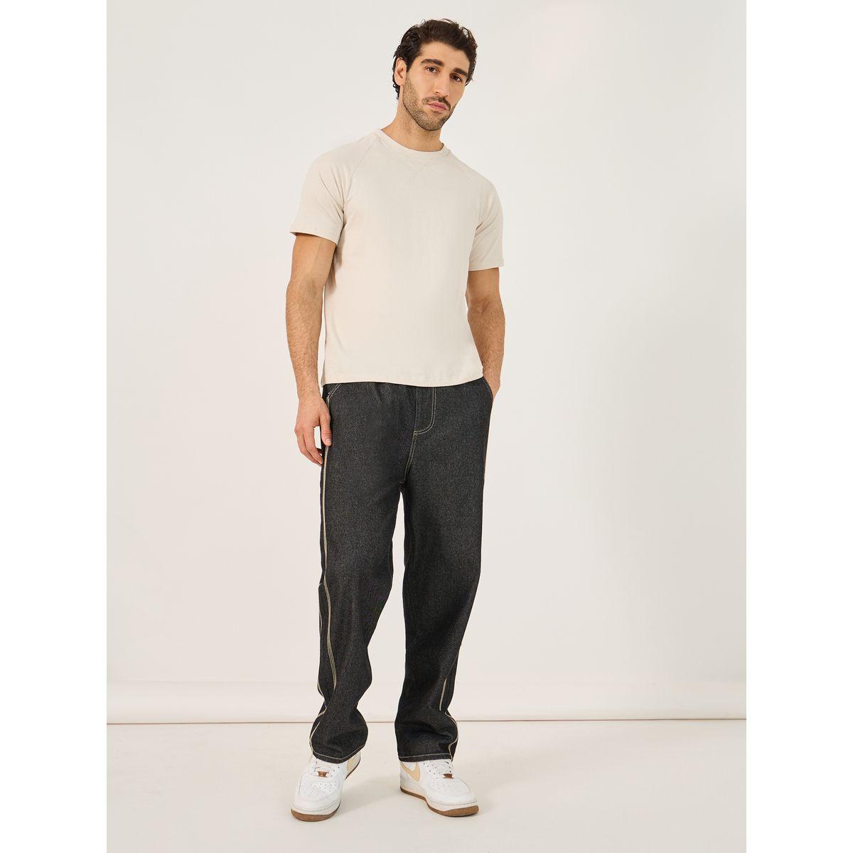 Styli Loose Fit Jeans with Contrast Side Stitch and Drawcord Detail-men-clothing-bottoms-jeans-image-2