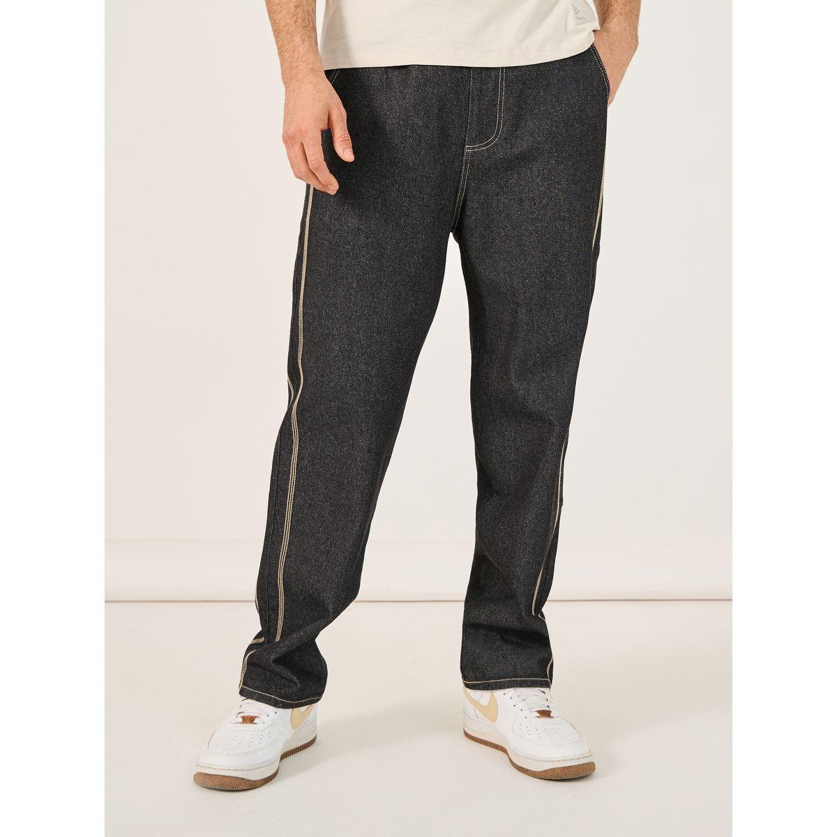 جينز بقصة واسعة وتفاصيل مدروزة مع أربطة-men-clothing-bottoms-jeans-image-3