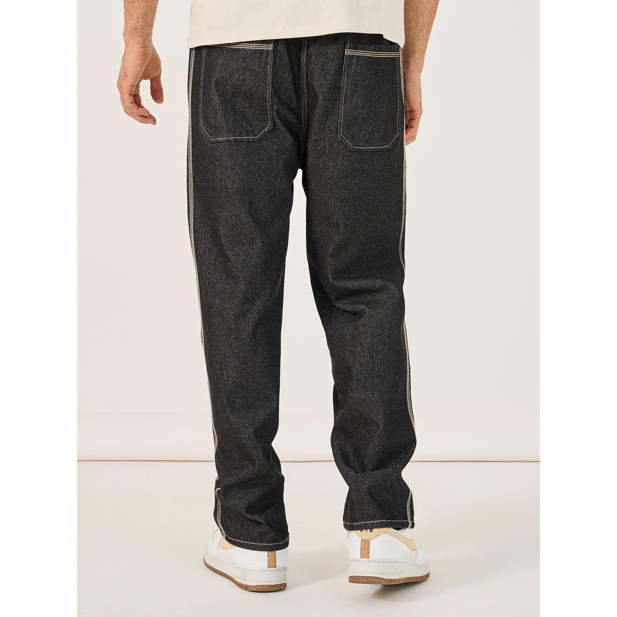 جينز بقصة واسعة وتفاصيل مدروزة مع أربطة-men-clothing-bottoms-jeans-image-5
