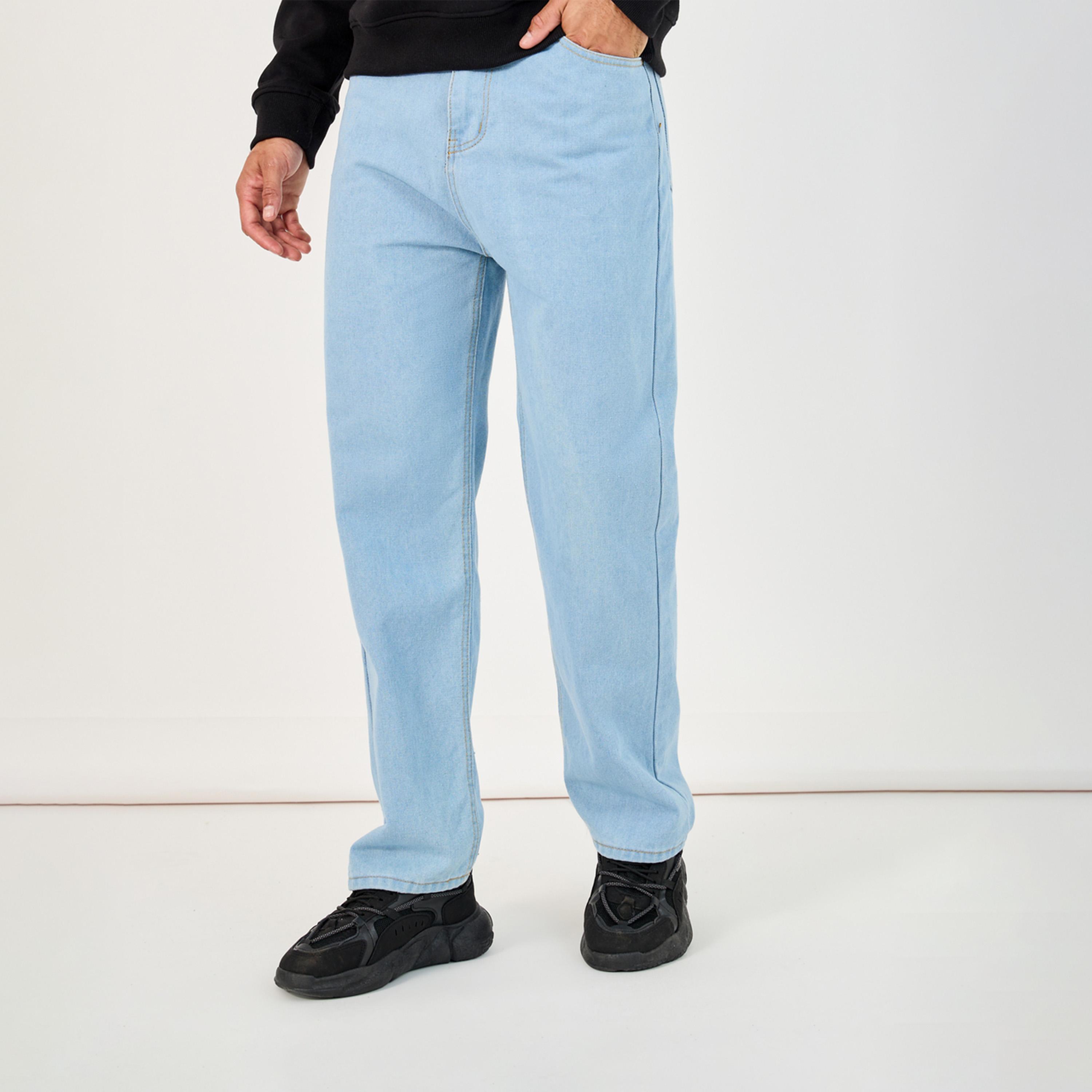 Styli Cotton Stretch Solid 5-Pocket Relaxed Fit Jeans-men-clothing-bottoms-jeans-image-1