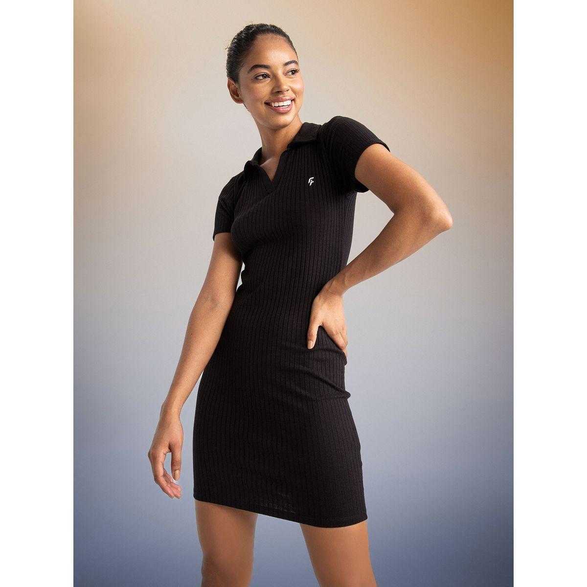 فستان ضيق بتفاصيل مضلعة وأكمام قصيرة ديفاكتو × ستايلي-women-clothing-dresses-image-1