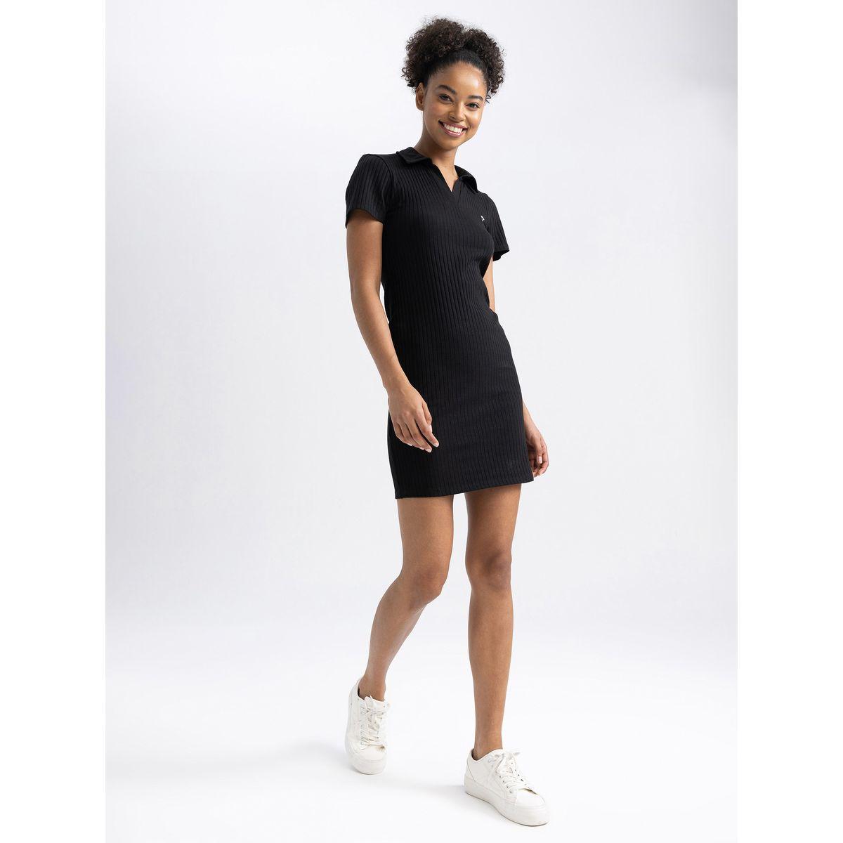 فستان ضيق بتفاصيل مضلعة وأكمام قصيرة ديفاكتو × ستايلي-women-clothing-dresses-image-3