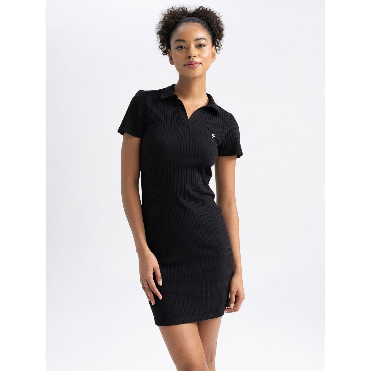 فستان ضيق بتفاصيل مضلعة وأكمام قصيرة ديفاكتو × ستايلي-women-clothing-dresses-image-4