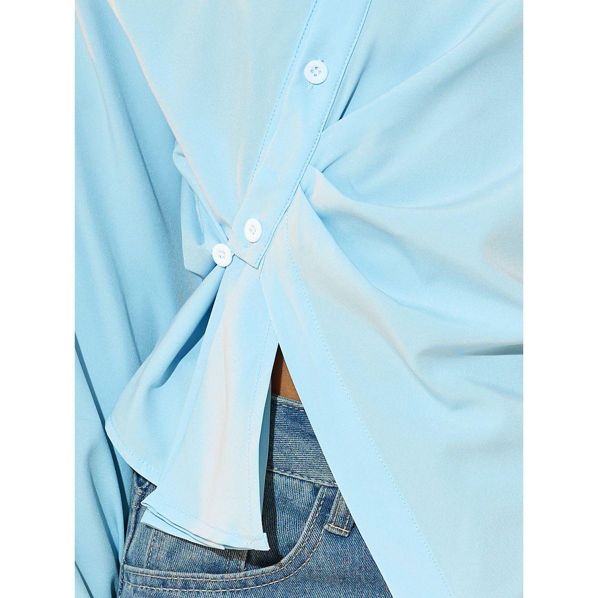 Take Two Solid Asymmetric Hem Shirt with Wrap Detail-women-clothing-shirtsandblouses-shirts-image-3