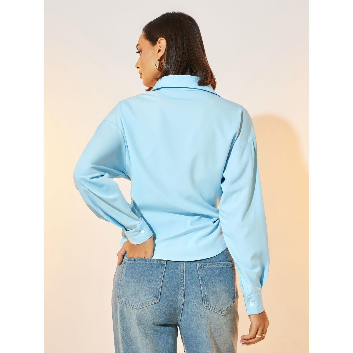 Take Two Solid Asymmetric Hem Shirt with Wrap Detail-women-clothing-shirtsandblouses-shirts-image-4