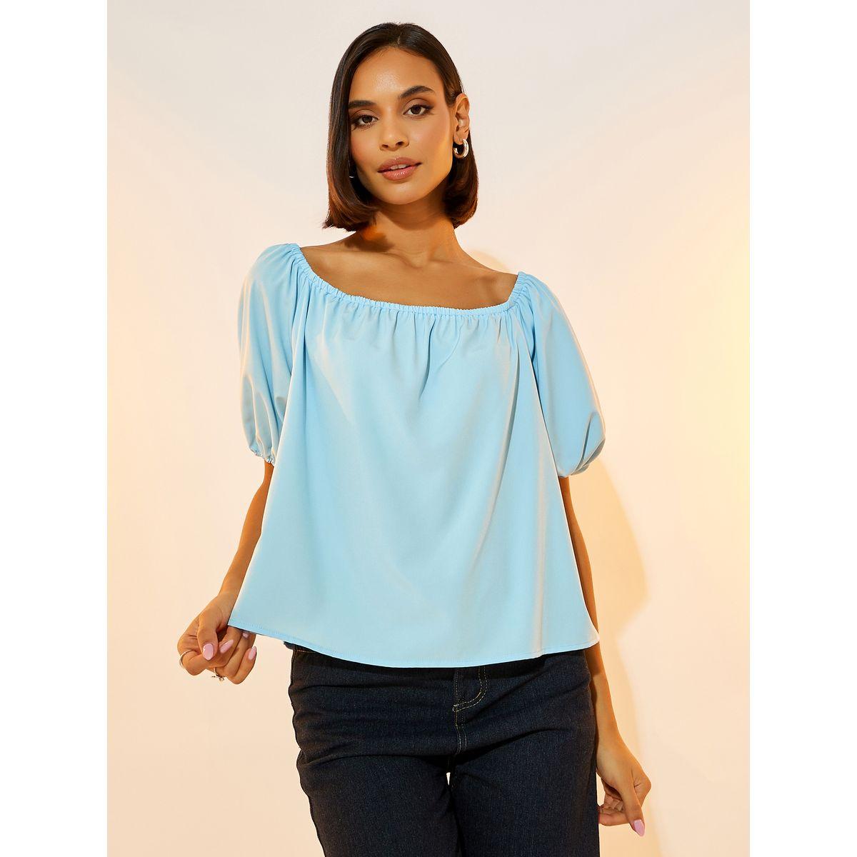 Take Two Elasticized Wide Neck Puff Sleeves Top-women-clothing-shirtsandblouses-blouses-image-1
